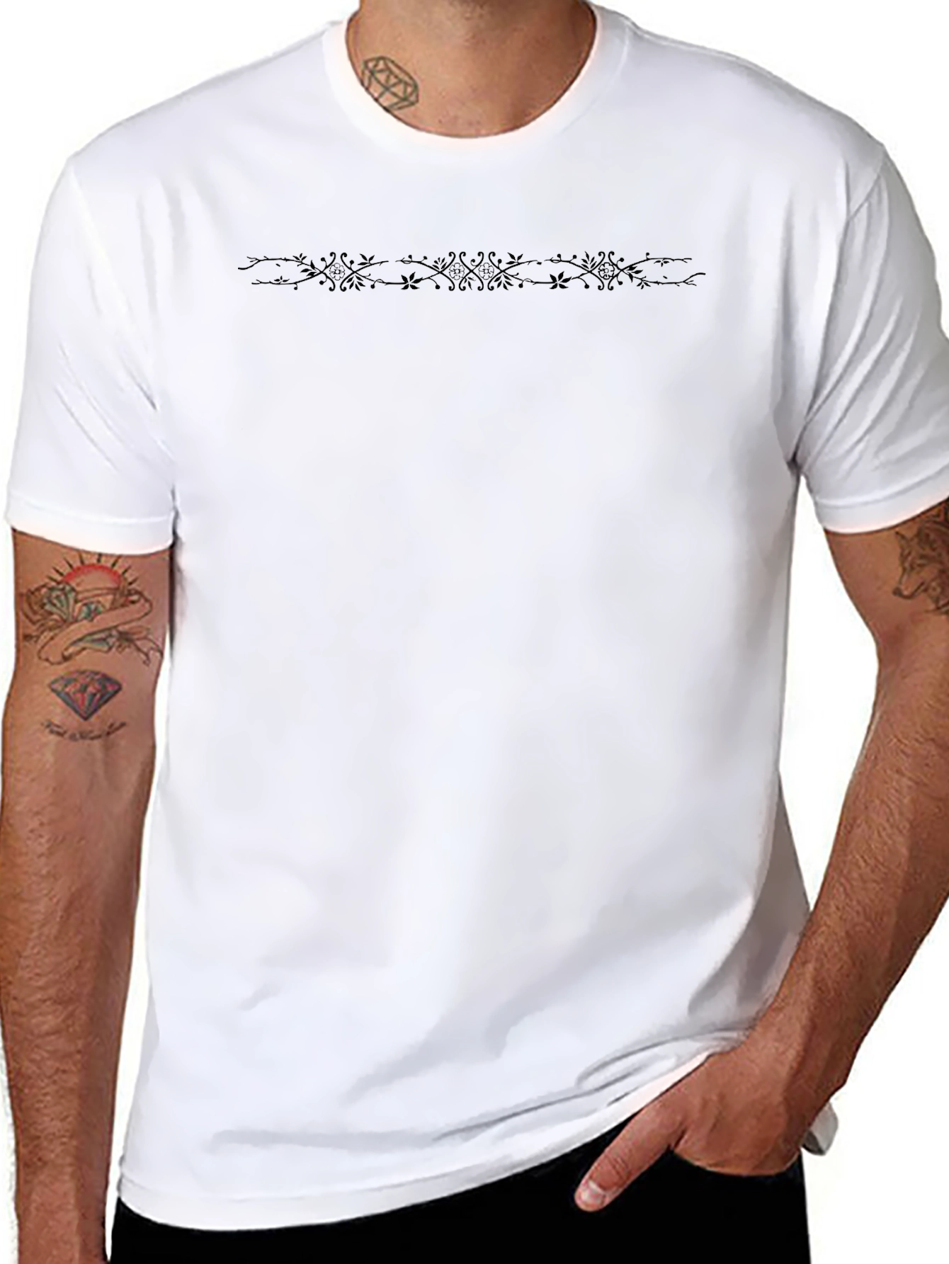 Mens Black Graphic Print Crew Neck T-Shirt