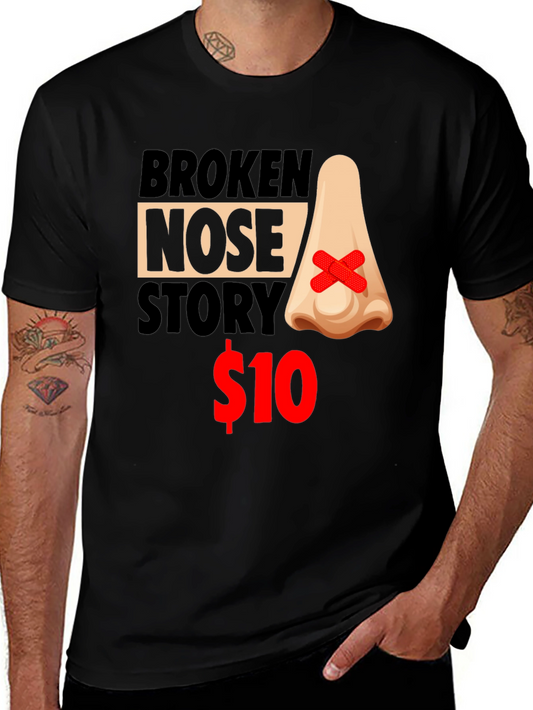 Broken Nose Story Graphic Tee - Humorous T-Shirt