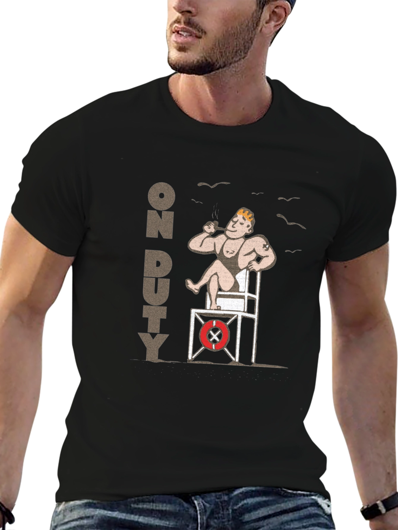 Lifeguard On Duty Graphic T-Shirt - Black