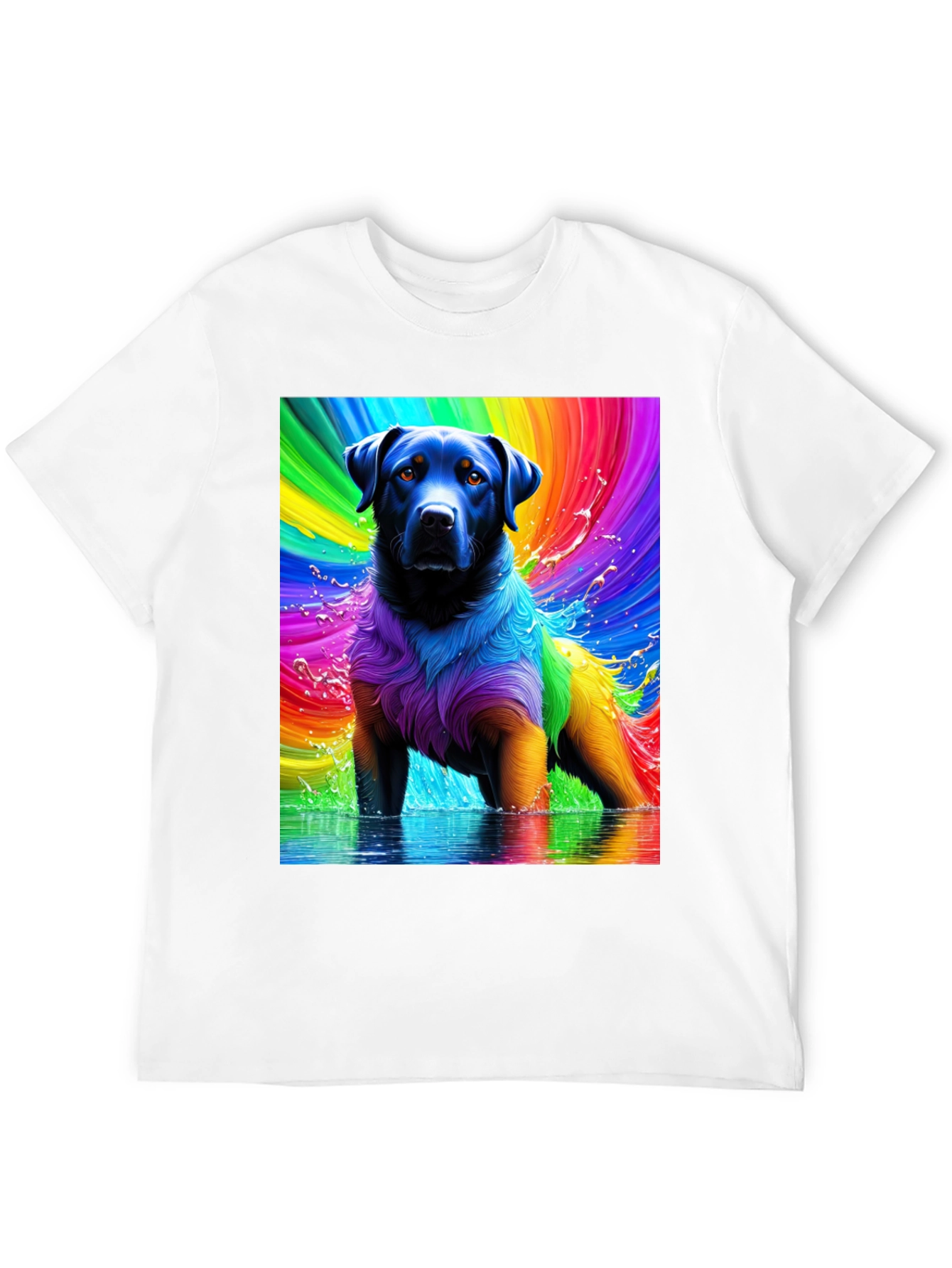 Rainbow Dog T-Shirt - Vivid Pet Art Tee