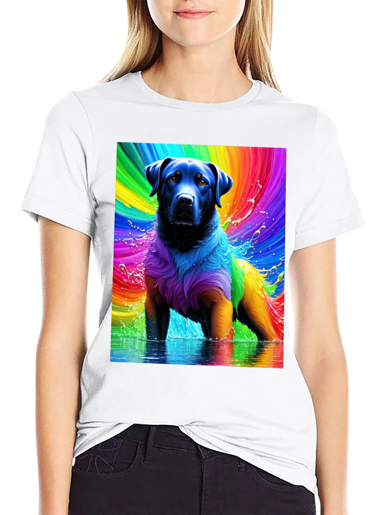 Rainbow Dog T-Shirt - Vivid Pet Art Tee