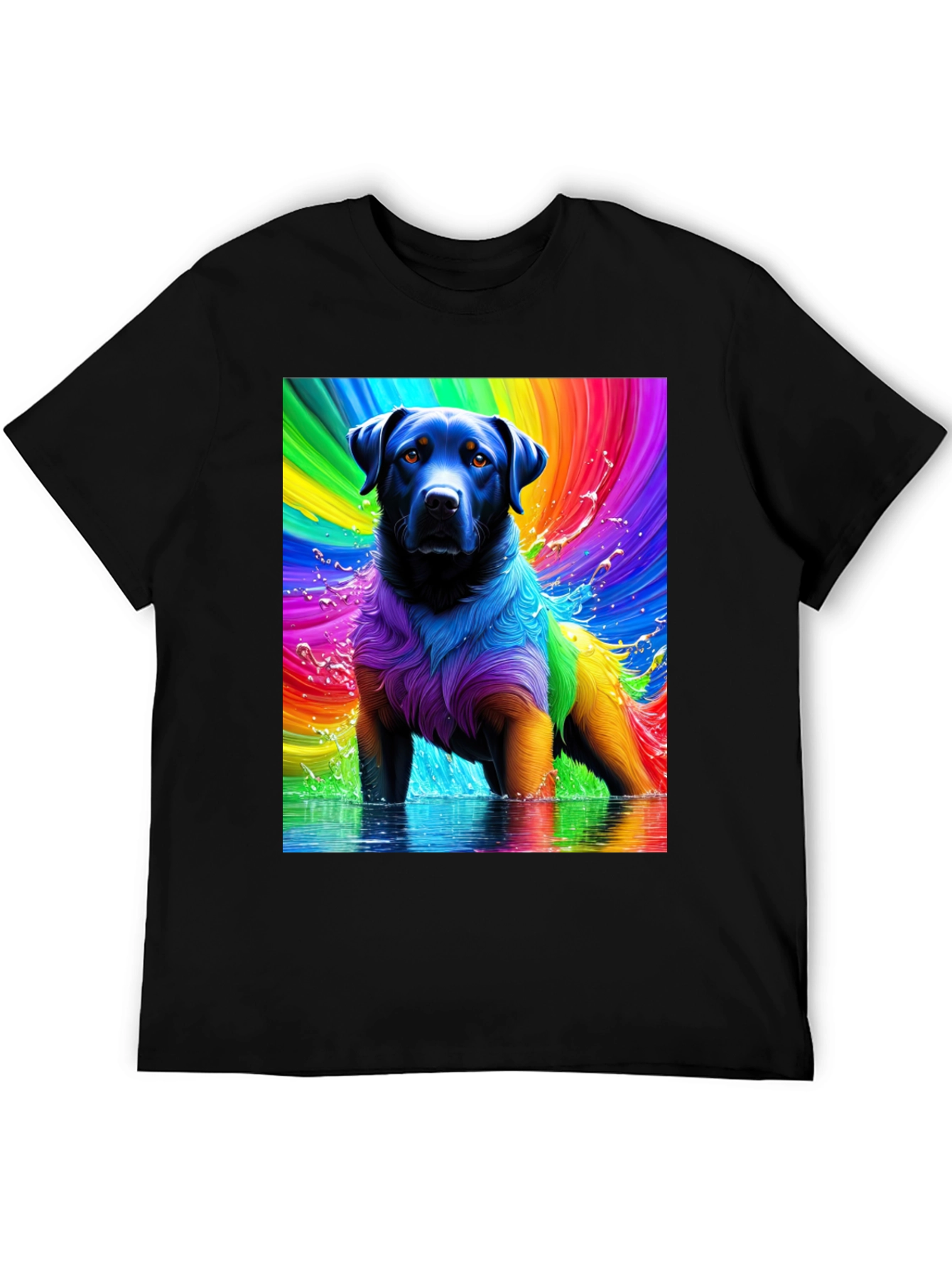 Rainbow Dog T-Shirt - Vivid Pet Art Tee