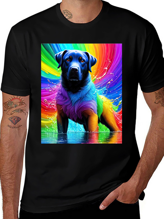 Rainbow Dog T-Shirt - Vivid Pet Art Tee