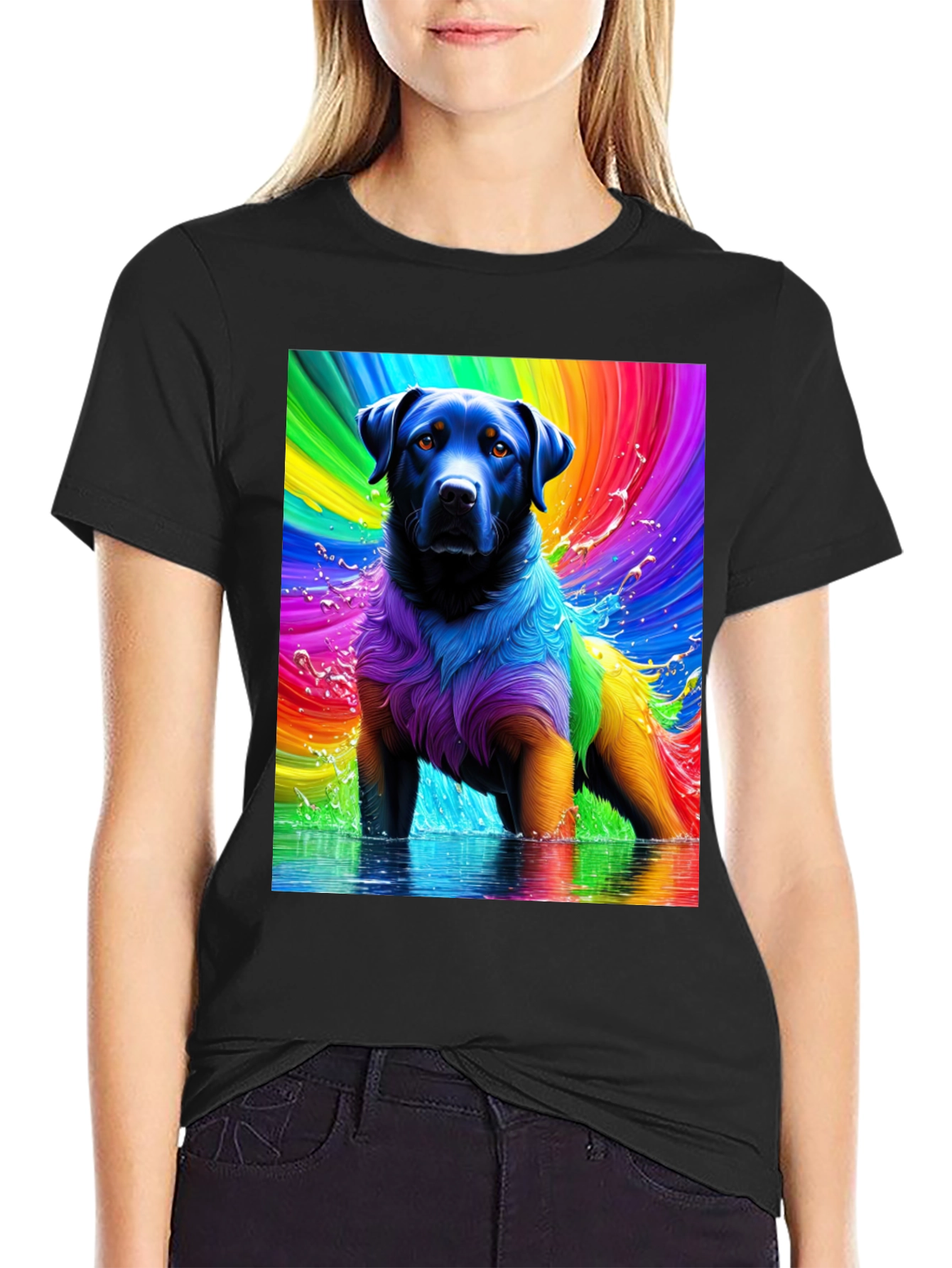 Rainbow Dog T-Shirt - Vivid Pet Art Tee