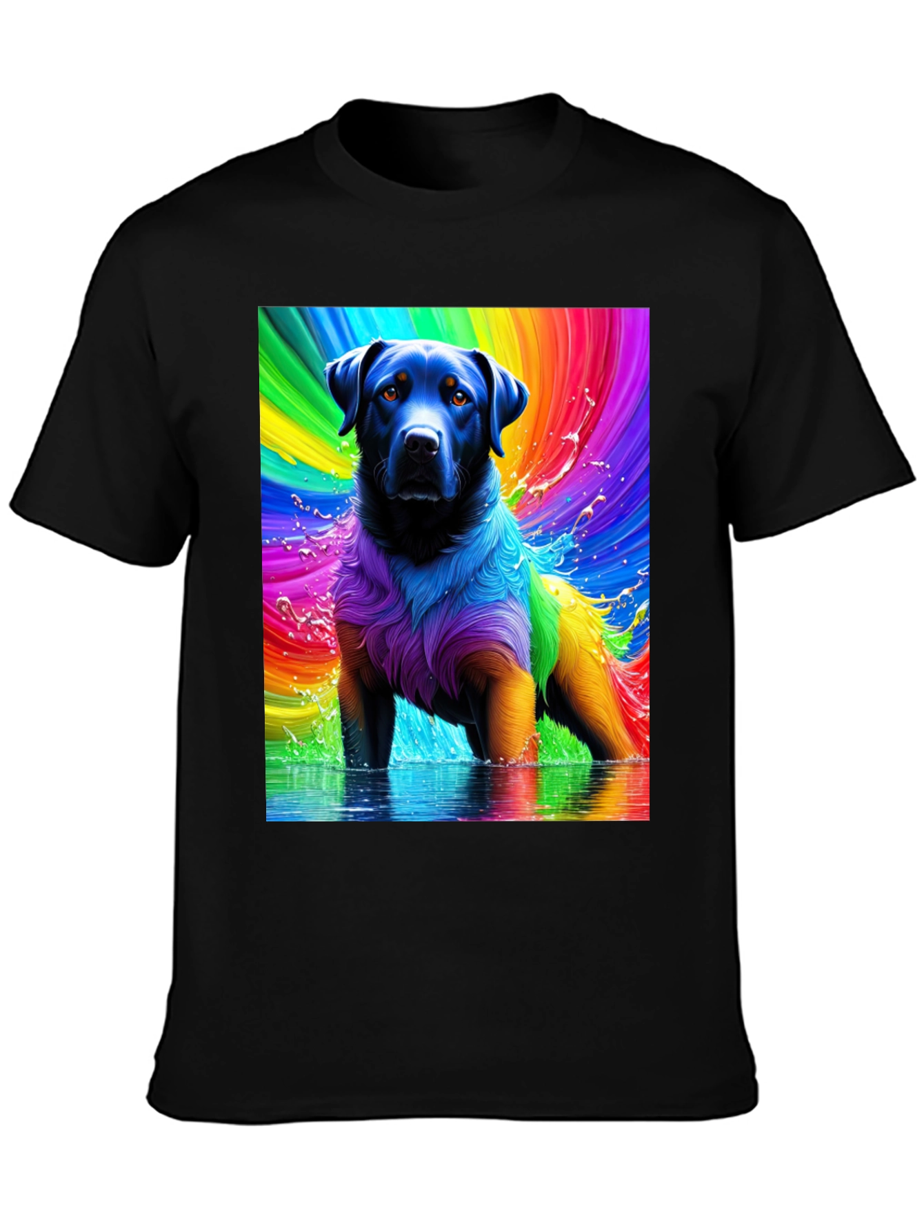 Rainbow Dog T-Shirt - Vivid Pet Art Tee