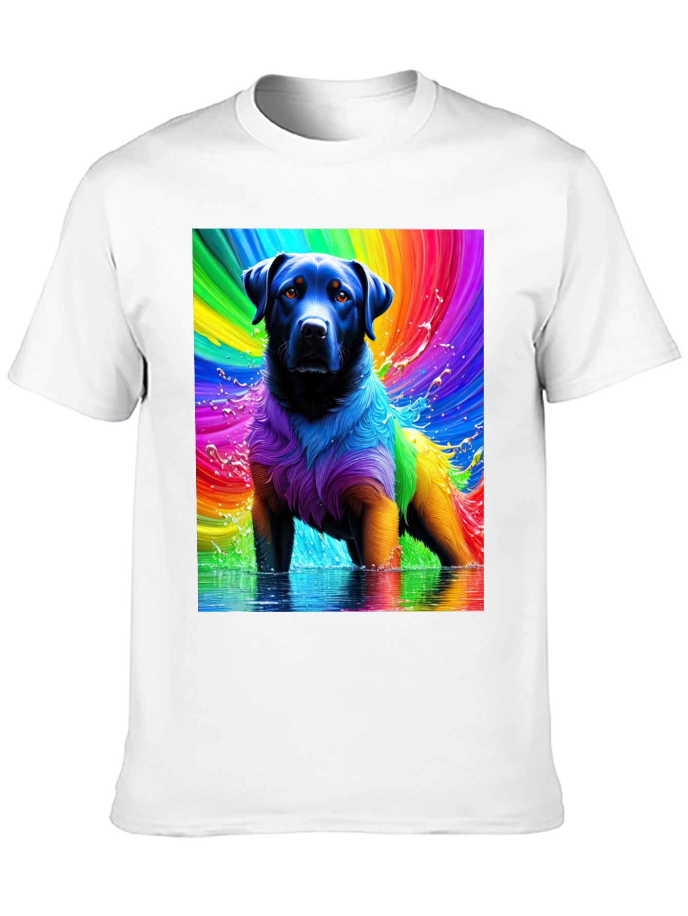 Rainbow Dog T-Shirt - Vivid Pet Art Tee