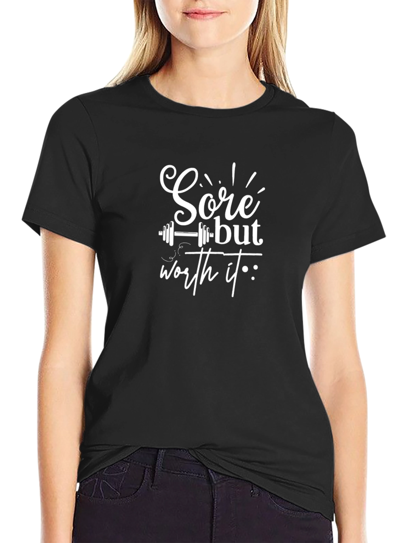 Sore But Worth It Black Graphic T-Shirt