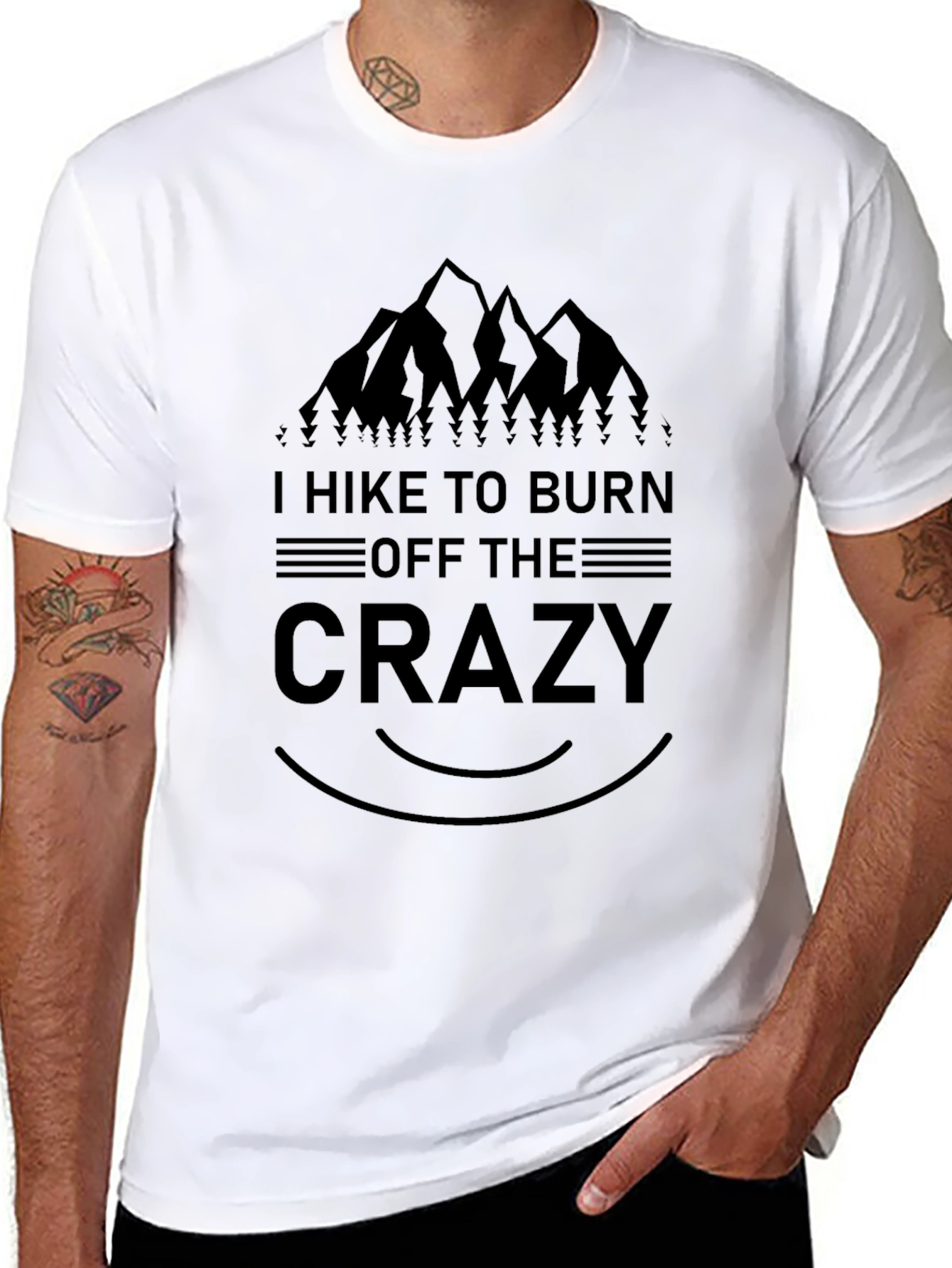 Hike to Burn Crazy Mens Black Graphic Tee