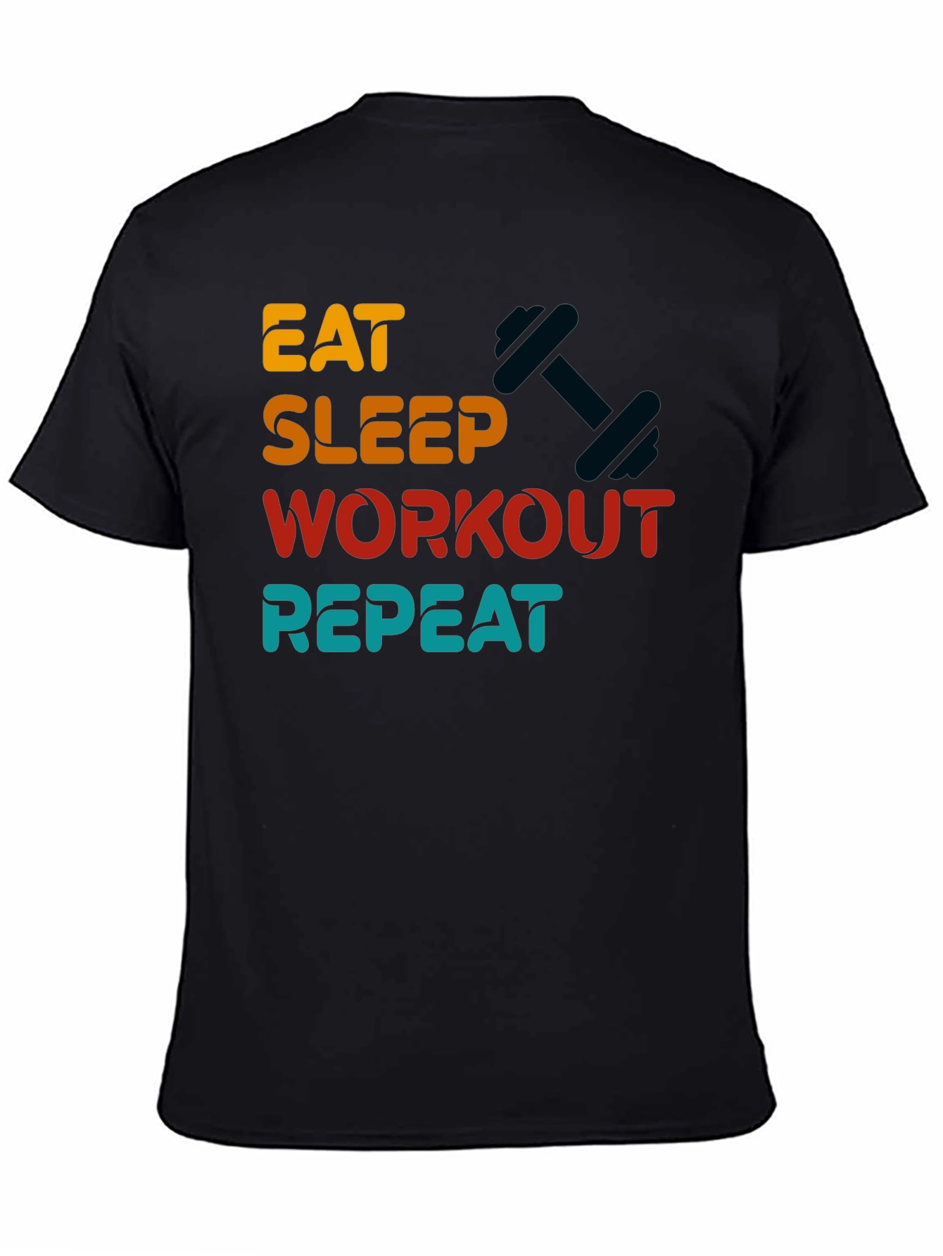 Eat Sleep Workout Repeat Graphic Tee - Black