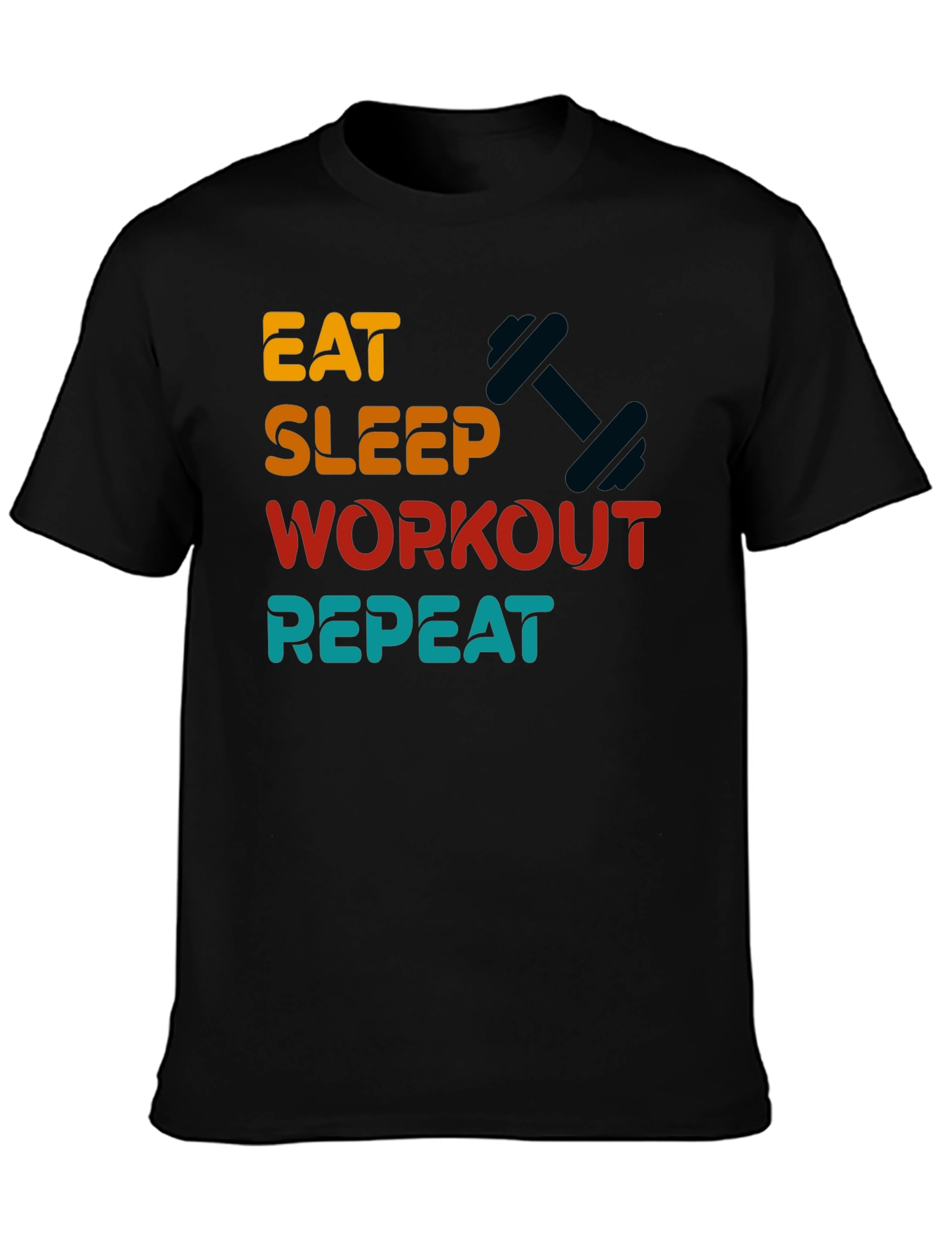 Eat Sleep Workout Repeat Graphic Tee - Black
