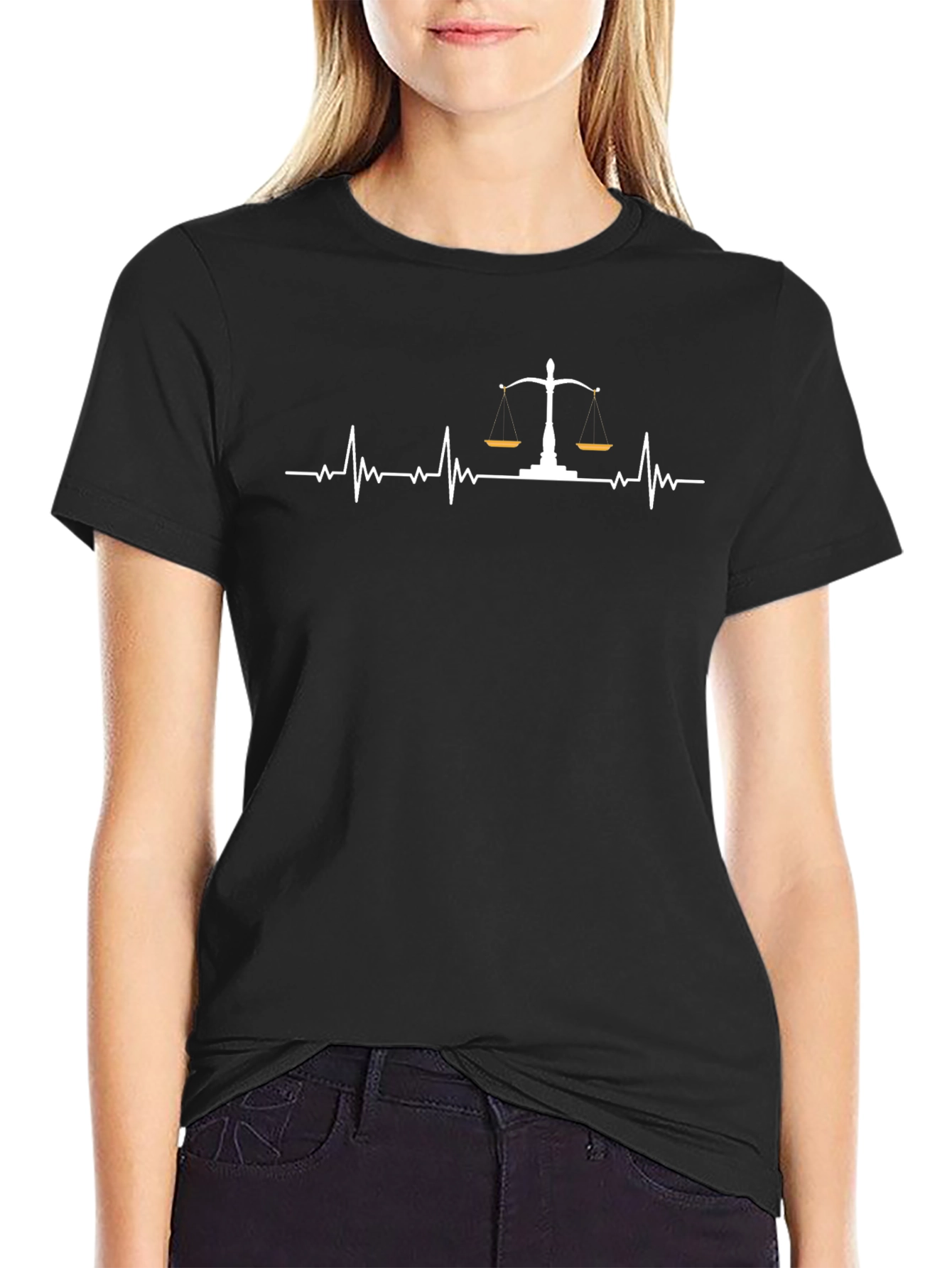 Lawyer Heartbeat T-Shirt - Scales of Justice Graphic Tee