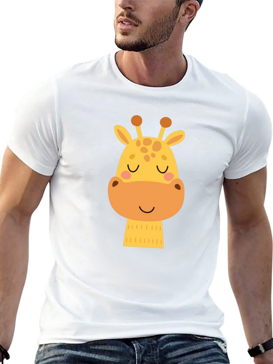 Cute Giraffe Graphic Black T-Shirt