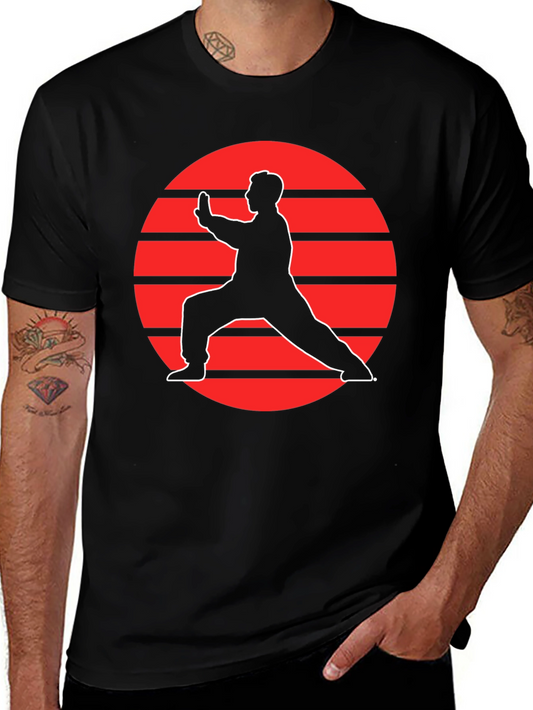 Tai Chi Sunset Graphic Tee - Black Cotton Comfort
