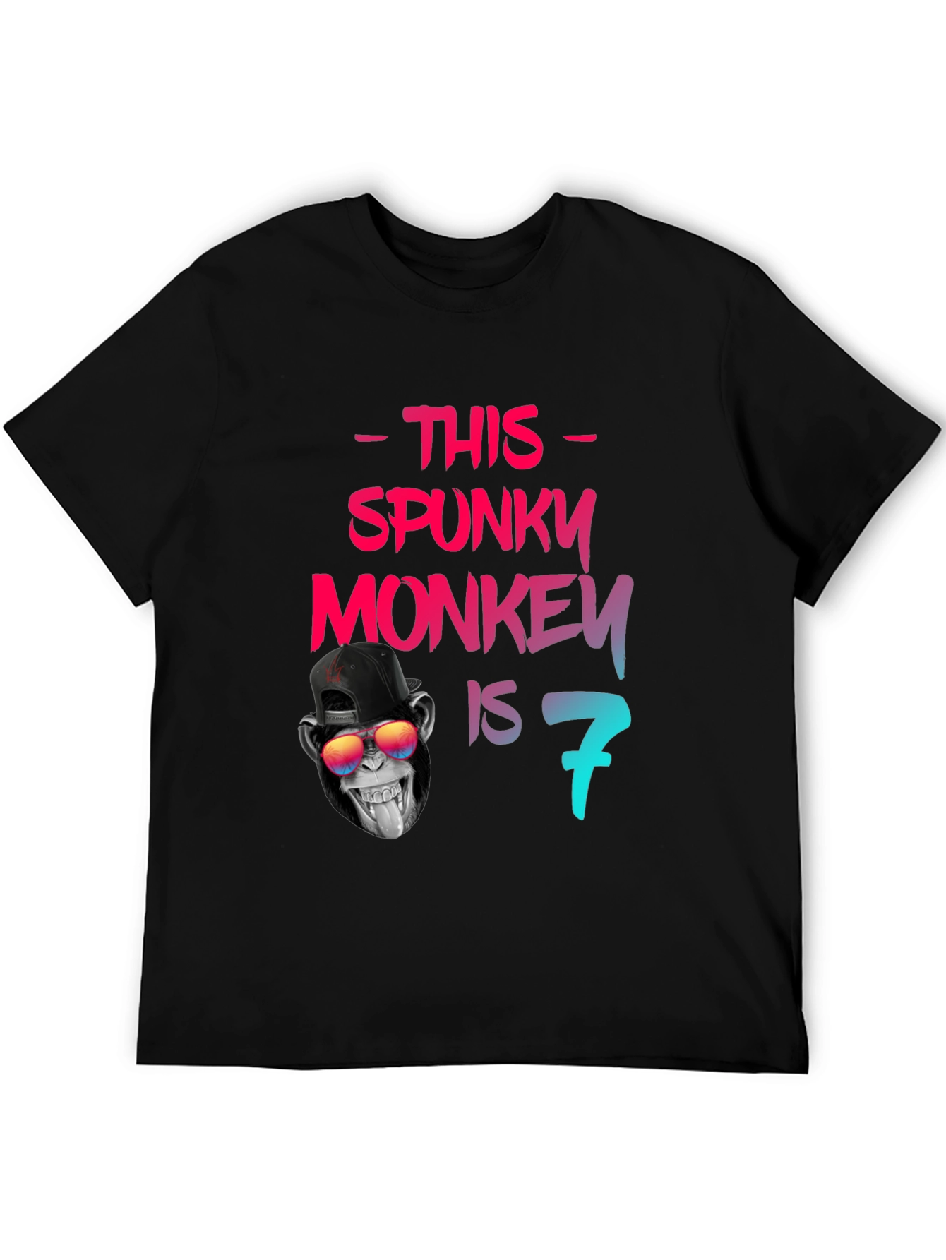 Spunky Monkey Birthday T-Shirt - Seventh Birthday