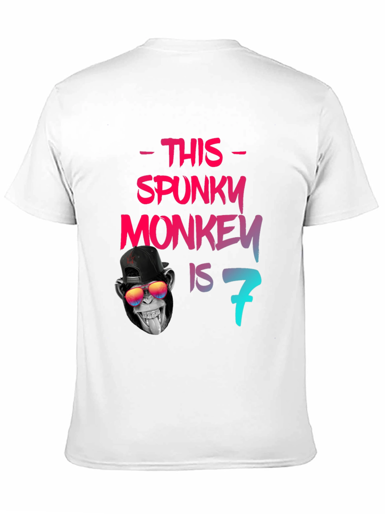 Spunky Monkey Birthday T-Shirt - Seventh Birthday