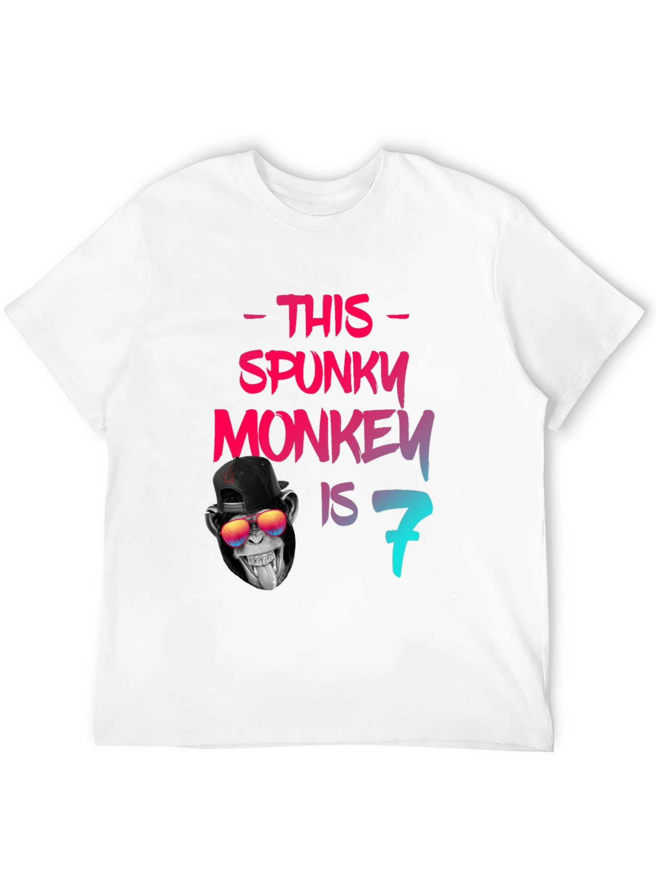 Spunky Monkey Birthday T-Shirt - Seventh Birthday
