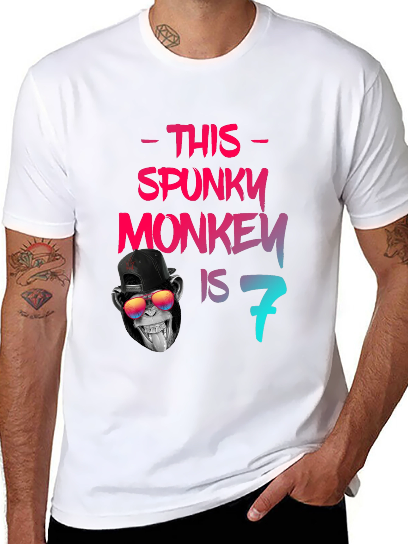 Spunky Monkey Birthday T-Shirt - Seventh Birthday
