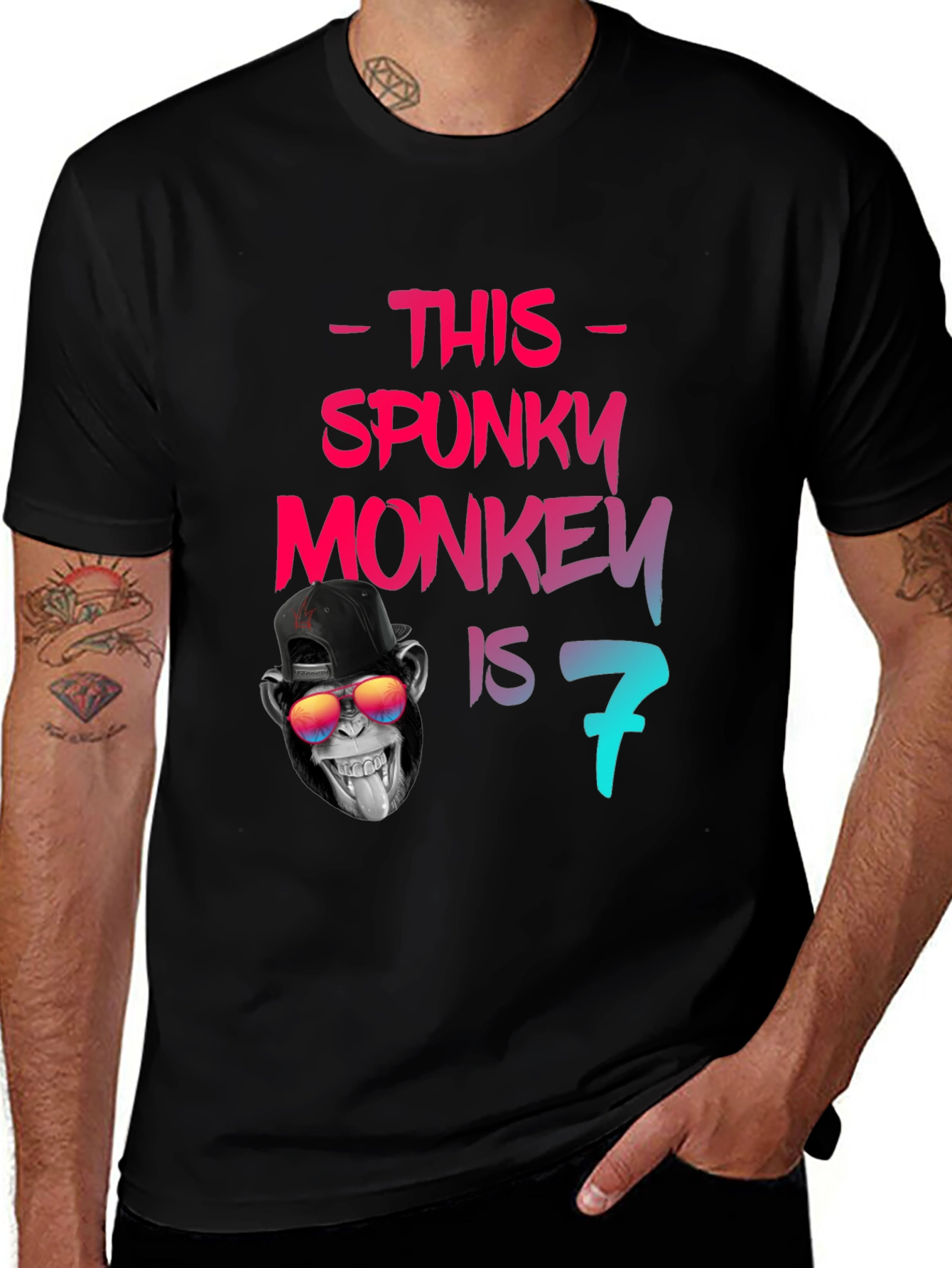 Spunky Monkey Birthday T-Shirt - Seventh Birthday