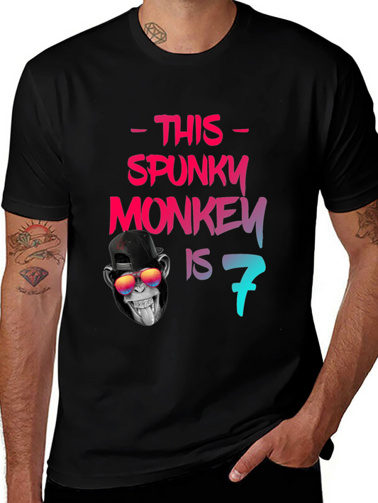 Spunky Monkey Birthday T-Shirt - Seventh Birthday