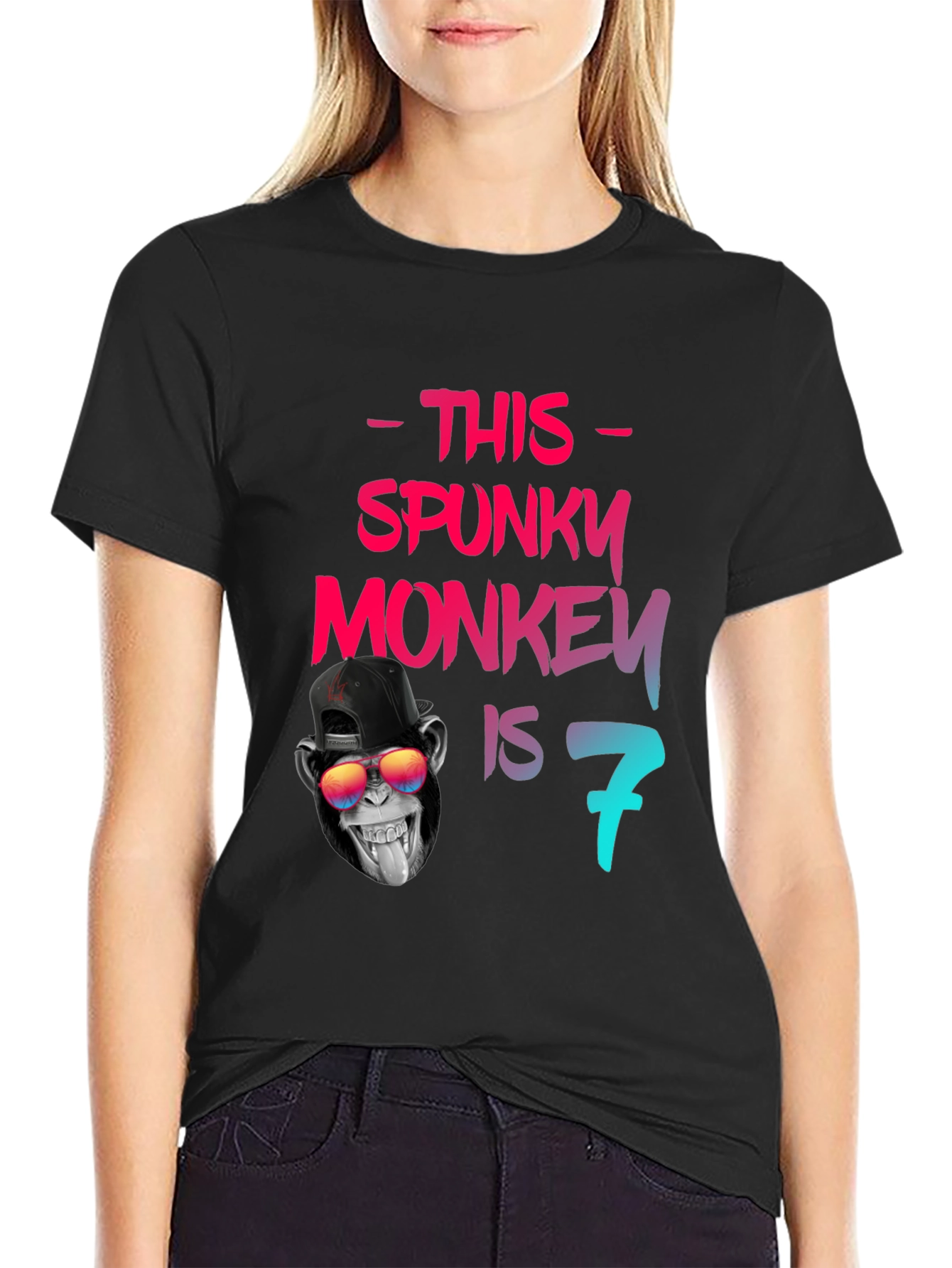 Spunky Monkey Birthday T-Shirt - Seventh Birthday