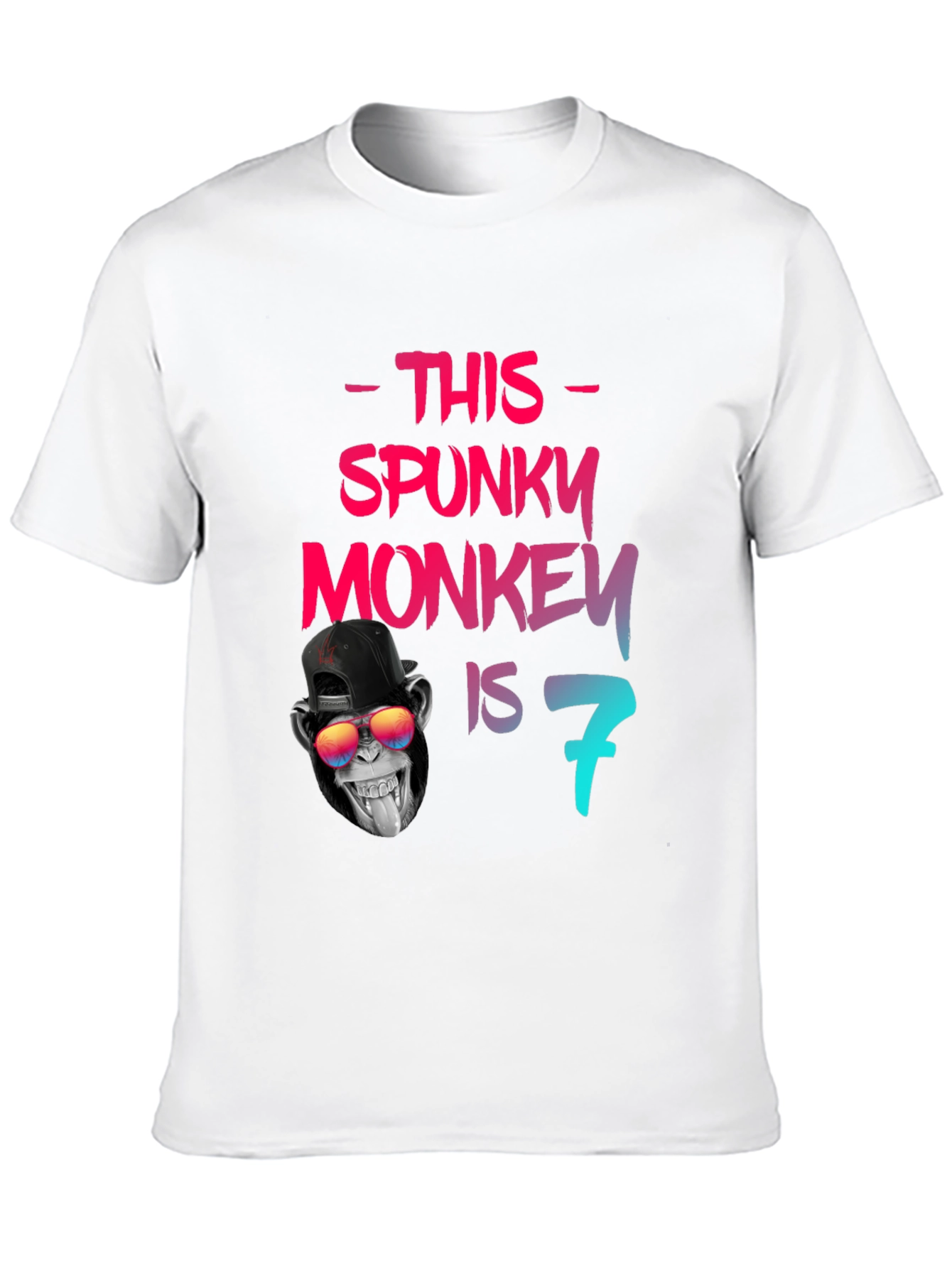 Spunky Monkey Birthday T-Shirt - Seventh Birthday