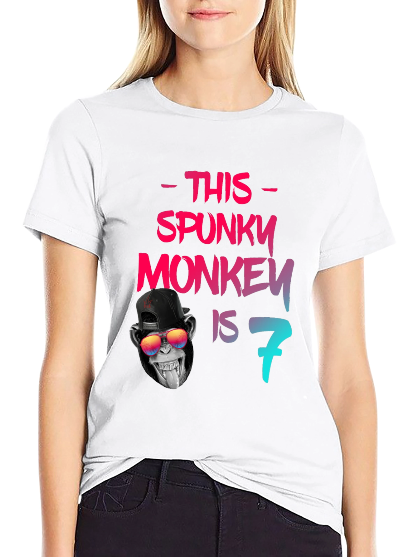 Spunky Monkey Birthday T-Shirt - Seventh Birthday
