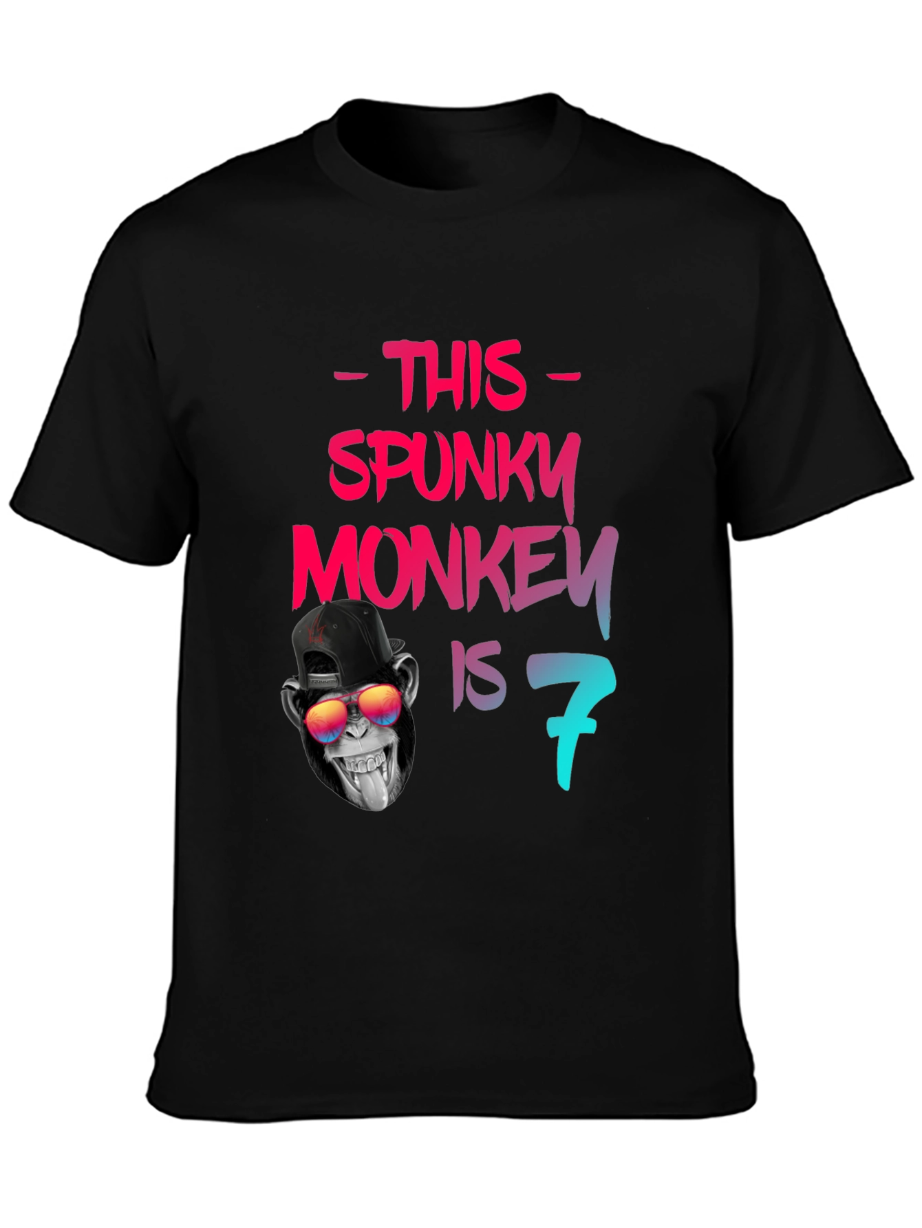 Spunky Monkey Birthday T-Shirt - Seventh Birthday