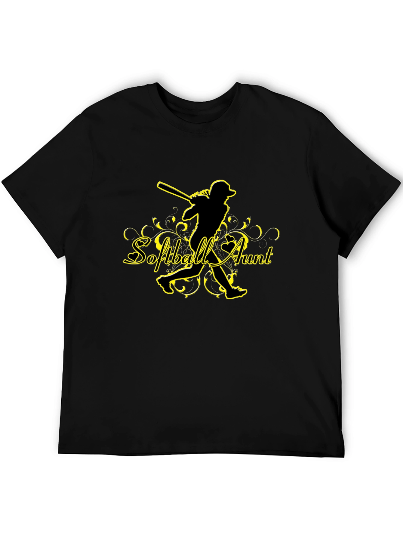 Softball Aunt Graphic T-Shirt - Black