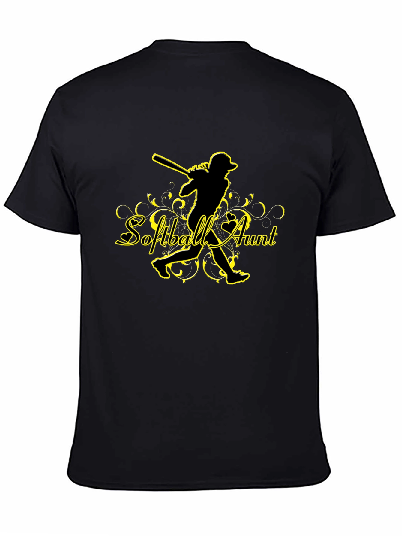 Softball Aunt Graphic T-Shirt - Black