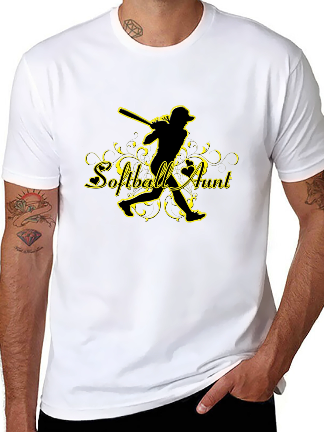 Softball Aunt Graphic T-Shirt - Black