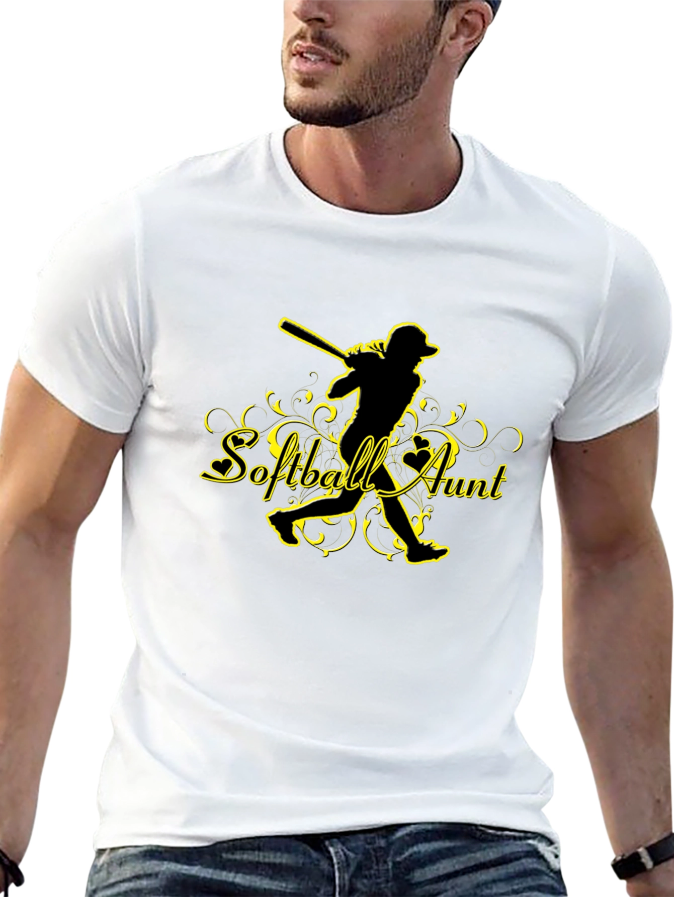 Softball Aunt Graphic T-Shirt - Black