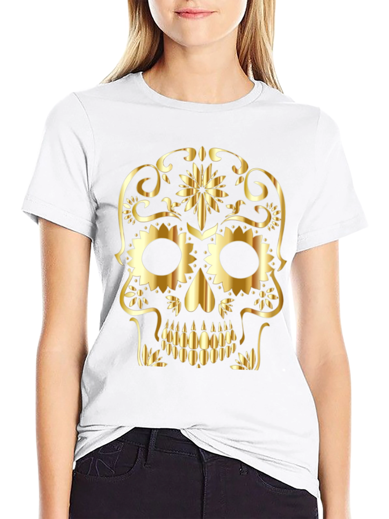 Golden Skull Graphic Tee - Black