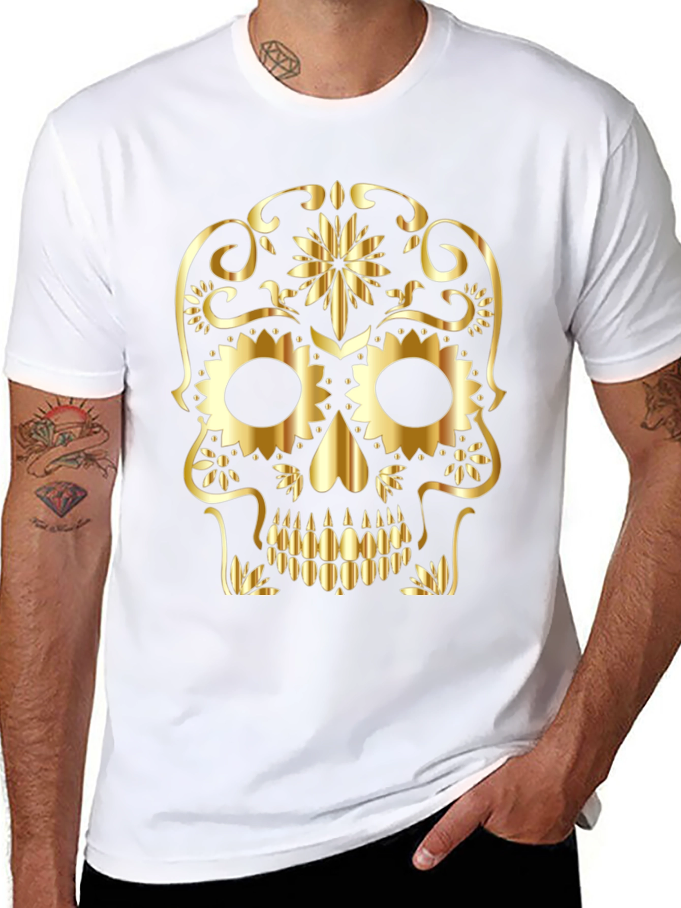 Golden Skull Graphic Tee - Black