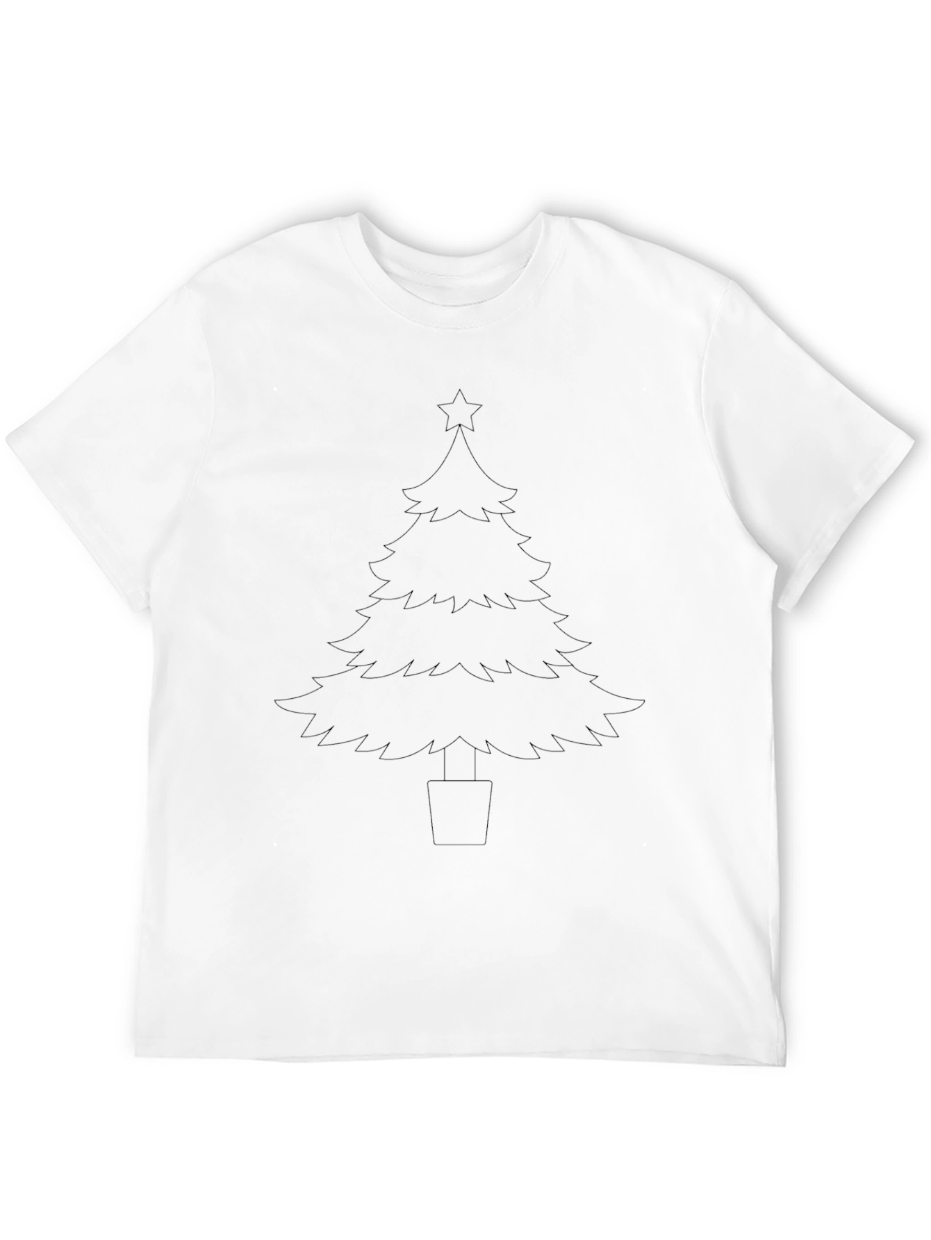 Christmas Tree Outline Black T-Shirt