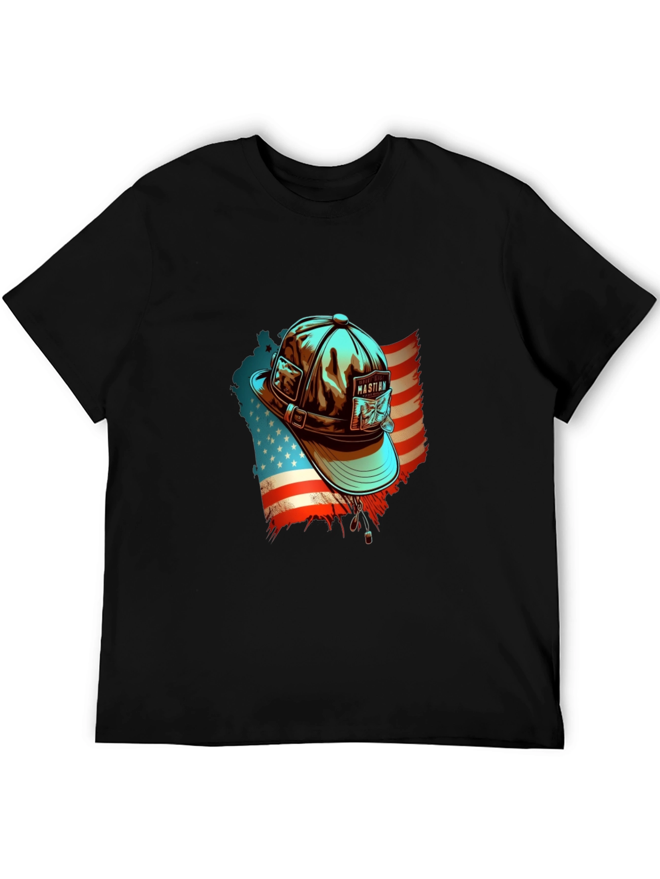 Patriotic Fisherman Hat Graphic Tee - American Pride Shirt
