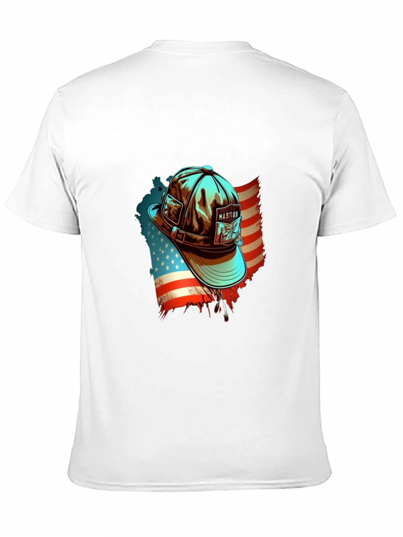 Patriotic Fisherman Hat Graphic Tee - American Pride Shirt