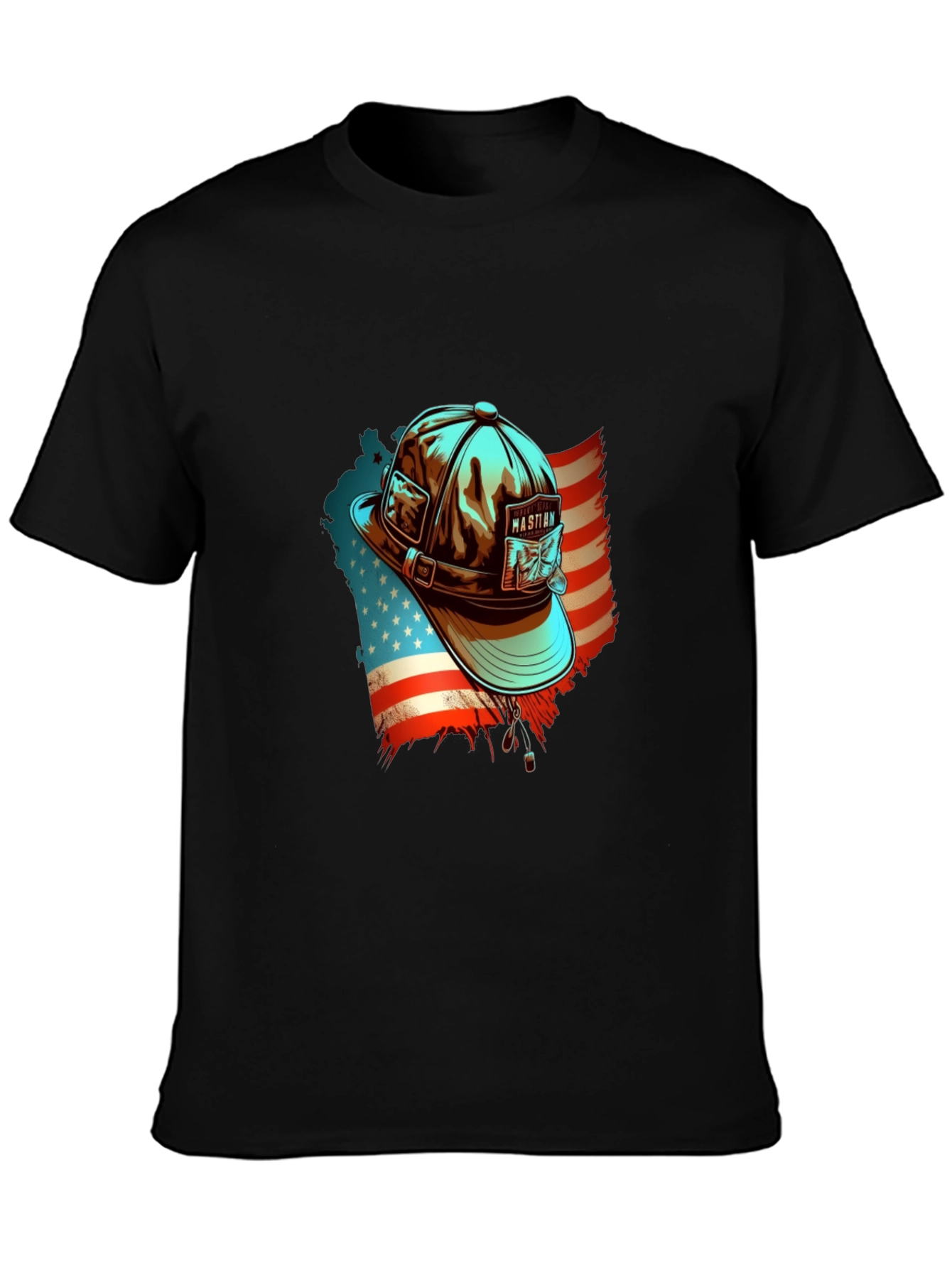 Patriotic Fisherman Hat Graphic Tee - American Pride Shirt