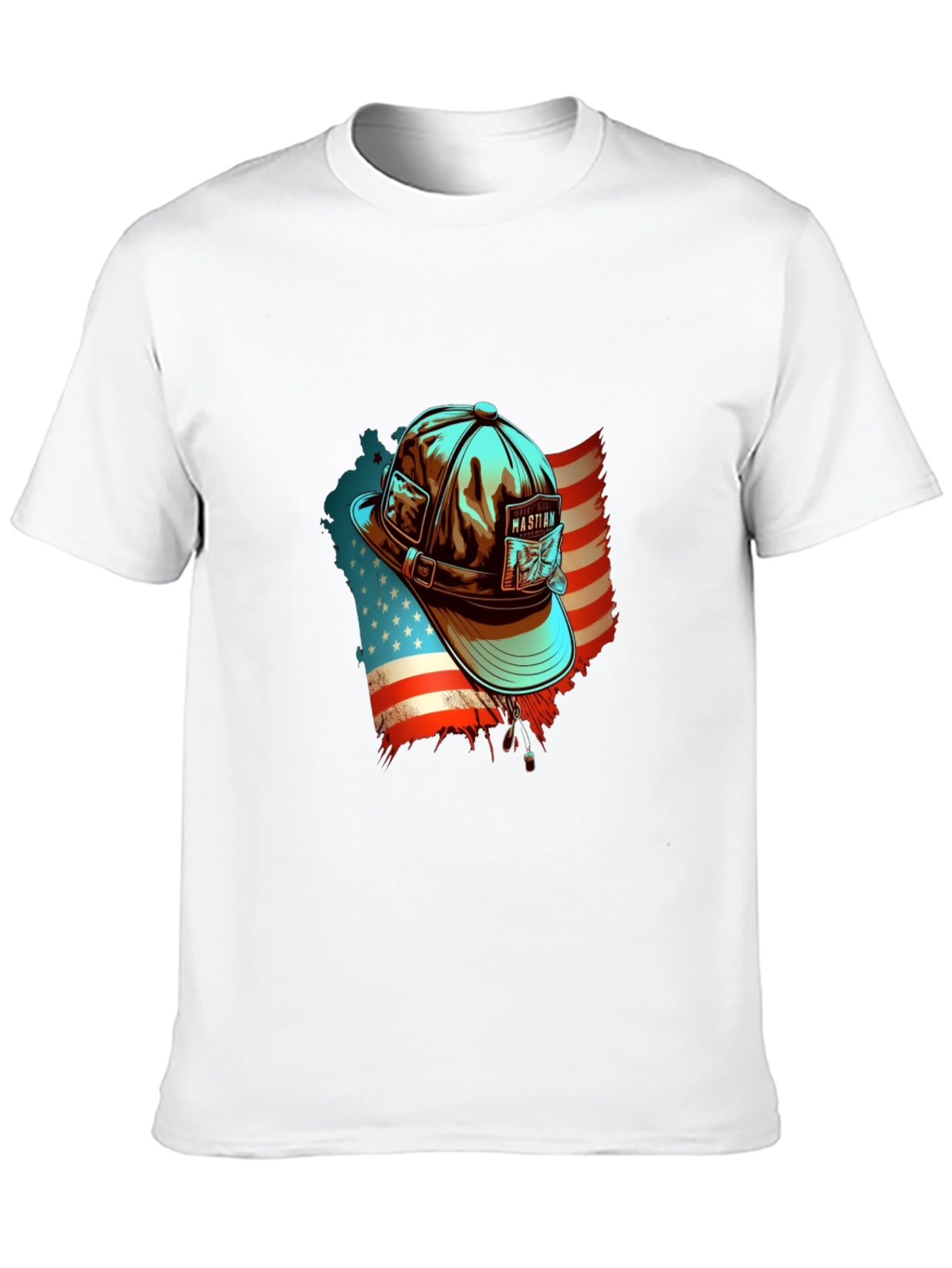 Patriotic Fisherman Hat Graphic Tee - American Pride Shirt