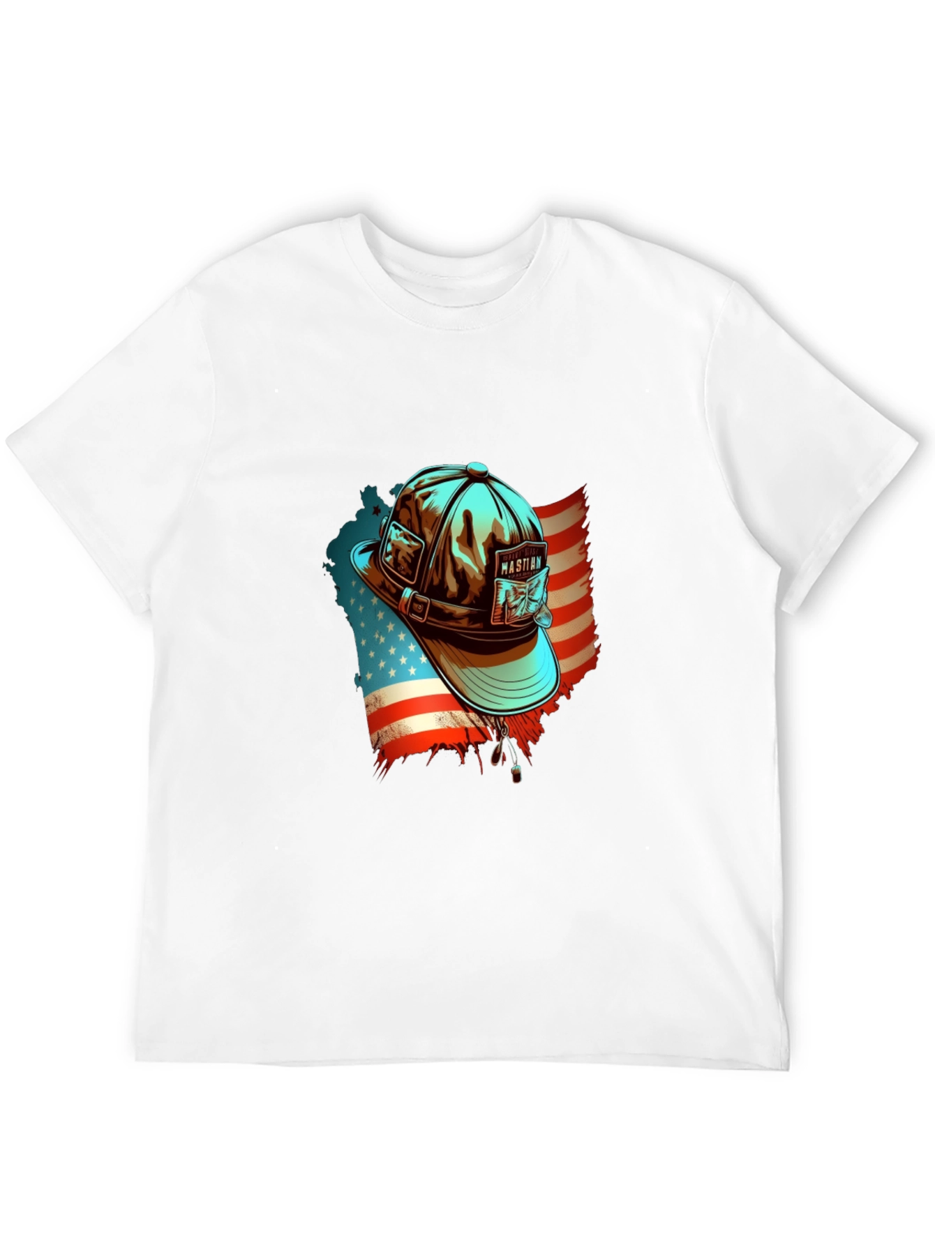 Patriotic Fisherman Hat Graphic Tee - American Pride Shirt