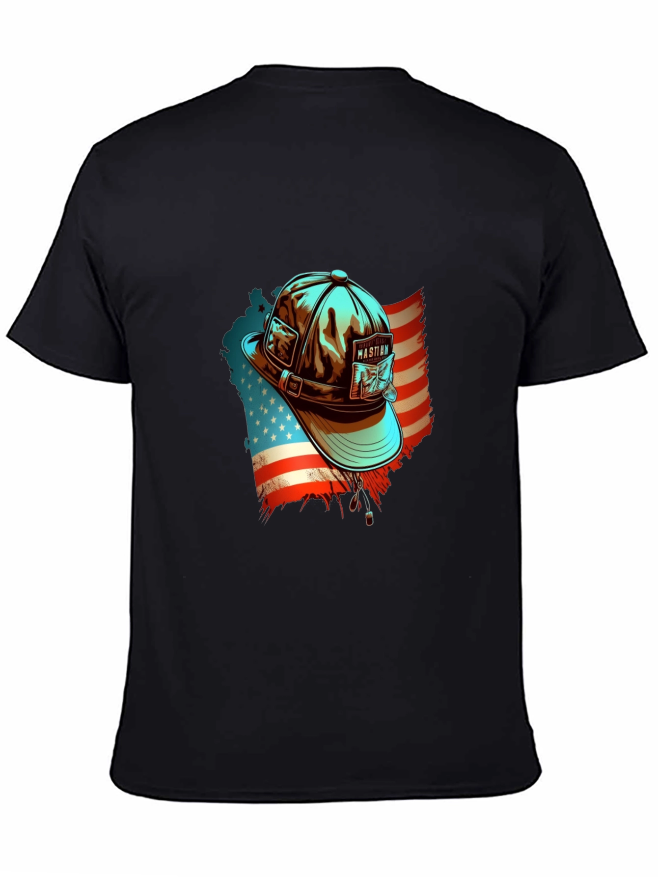 Patriotic Fisherman Hat Graphic Tee - American Pride Shirt