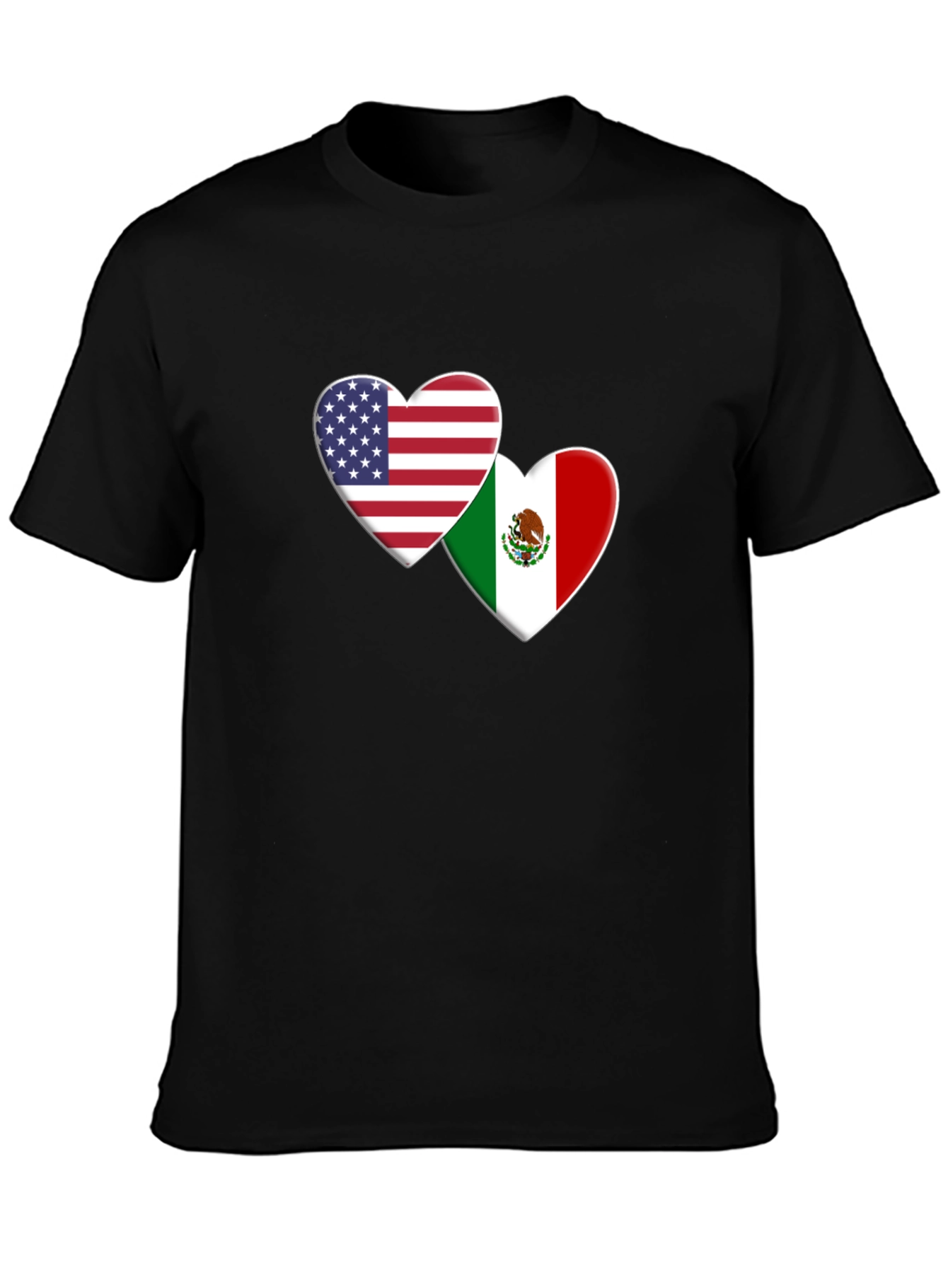 USA and Mexico Heart Flag T-Shirt