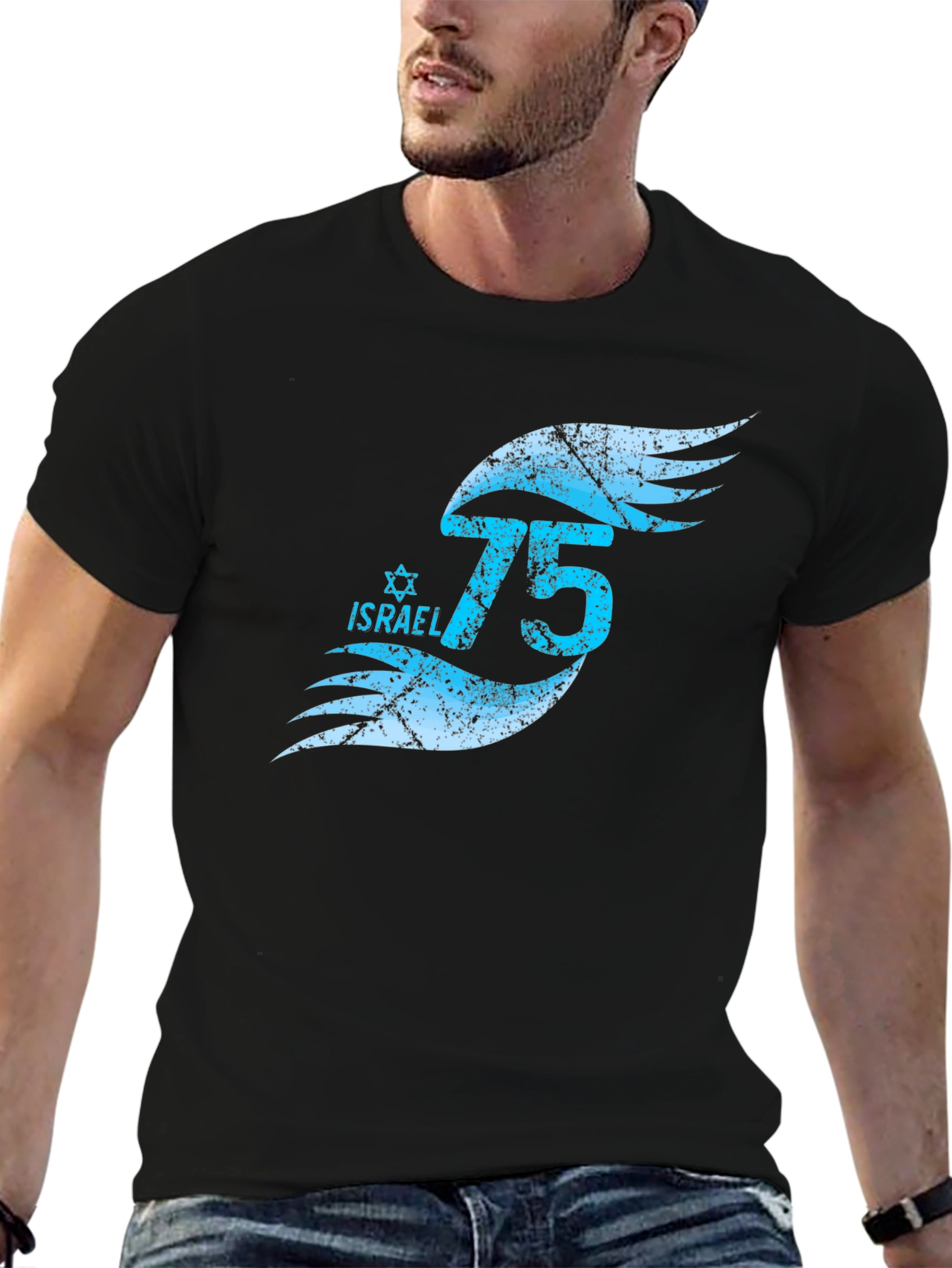 Israel 75th Anniversary Graphic Tee - Black