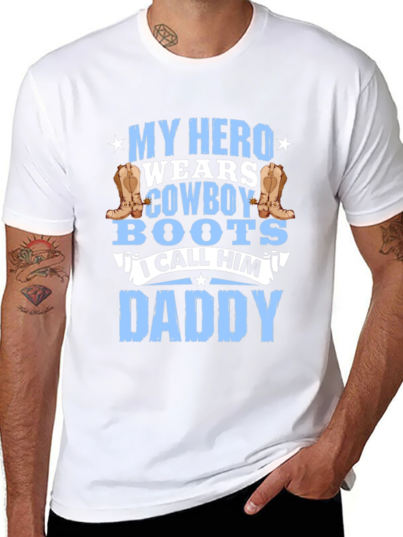 My Hero Wears Cowboy Boots Daddy T-Shirt