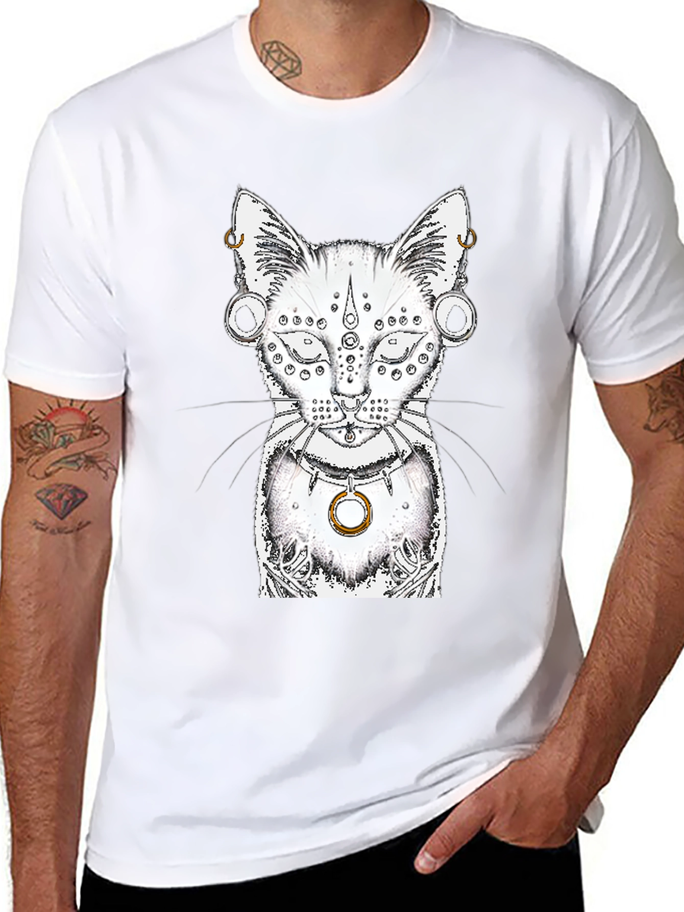 Mystic Cat Graphic Tee - Unique Design