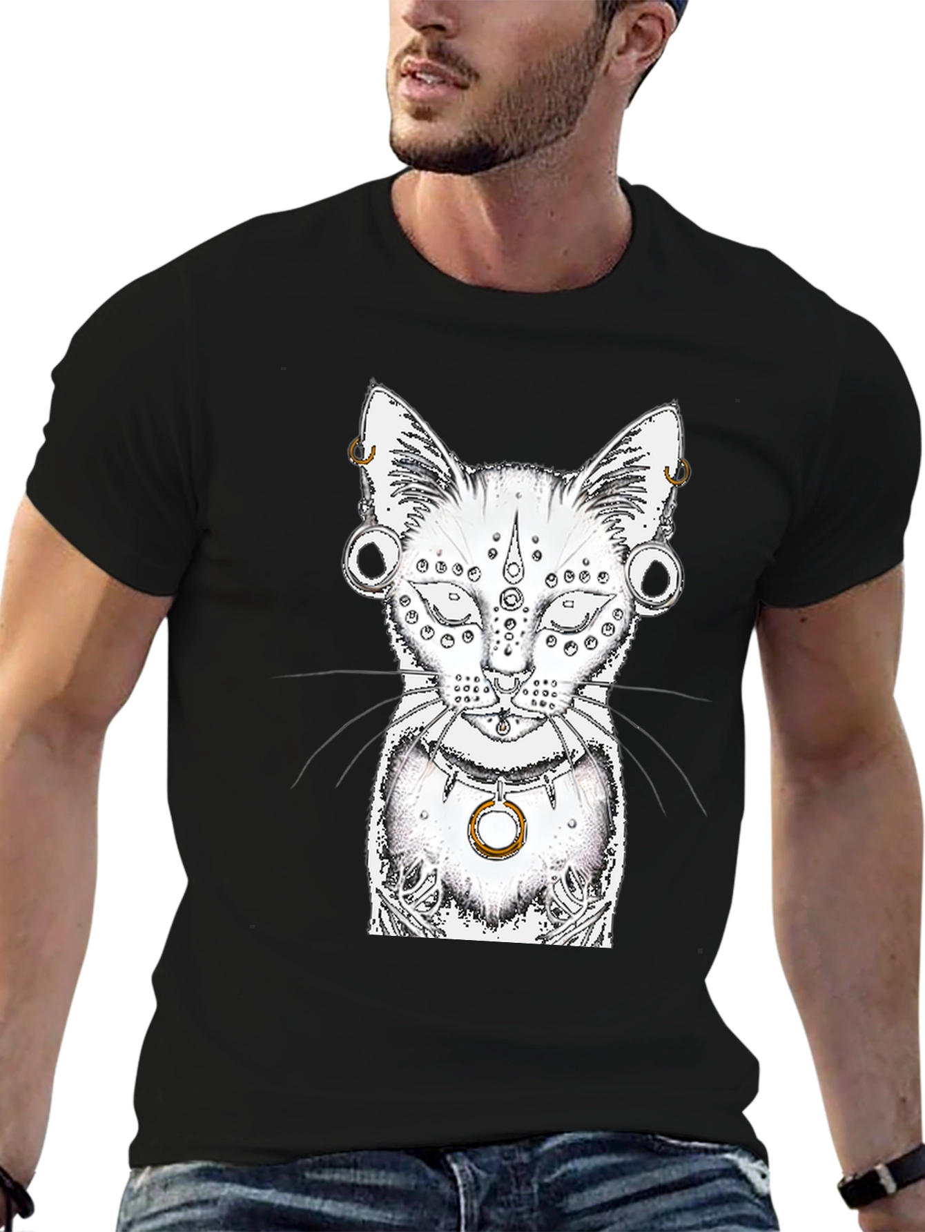Mystic Cat Graphic Tee - Unique Design