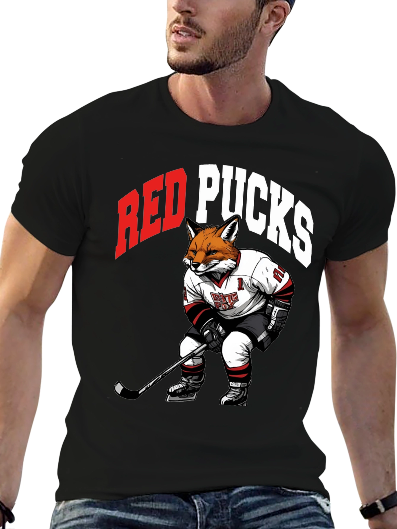 Red Pucks Hockey Fox T-Shirt