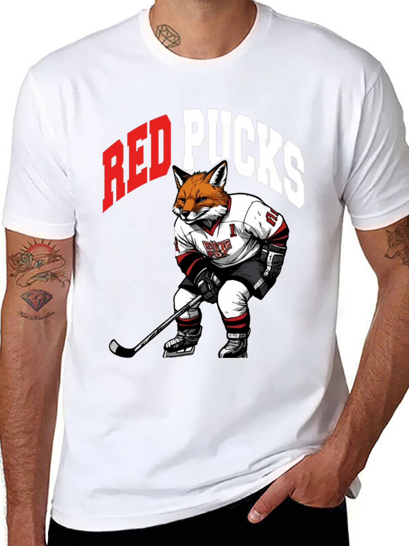 Red Pucks Hockey Fox T-Shirt