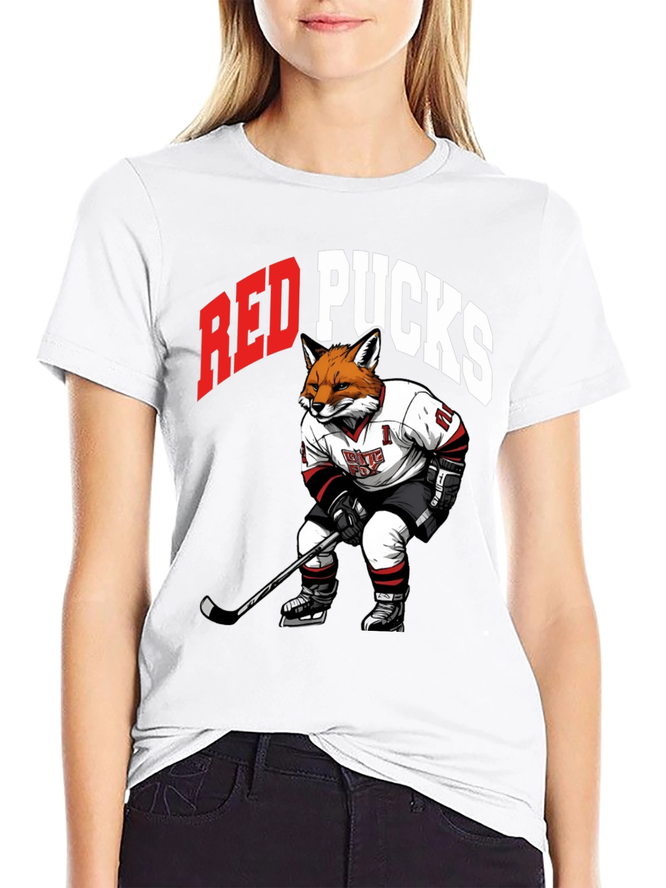Red Pucks Hockey Fox T-Shirt
