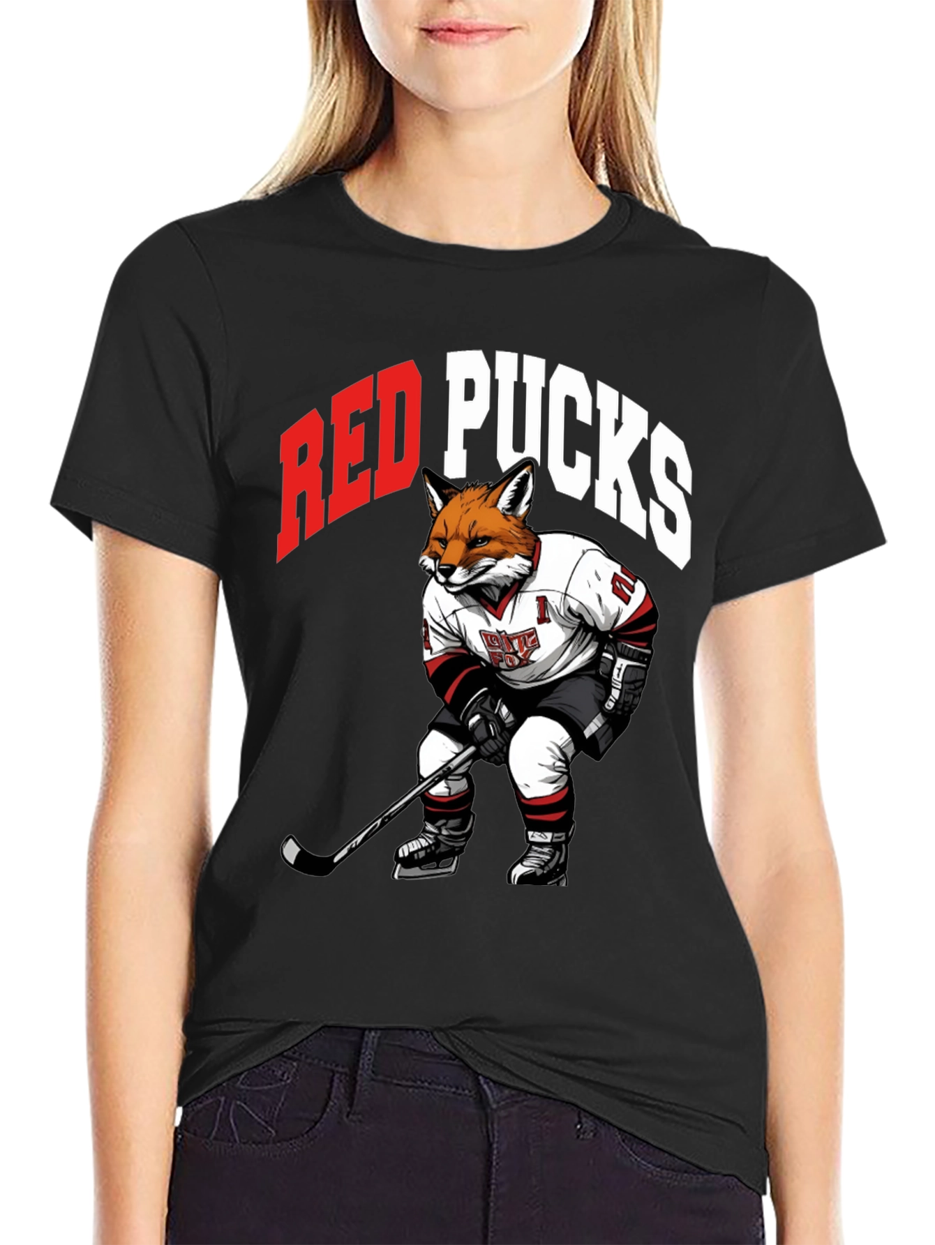 Red Pucks Hockey Fox T-Shirt
