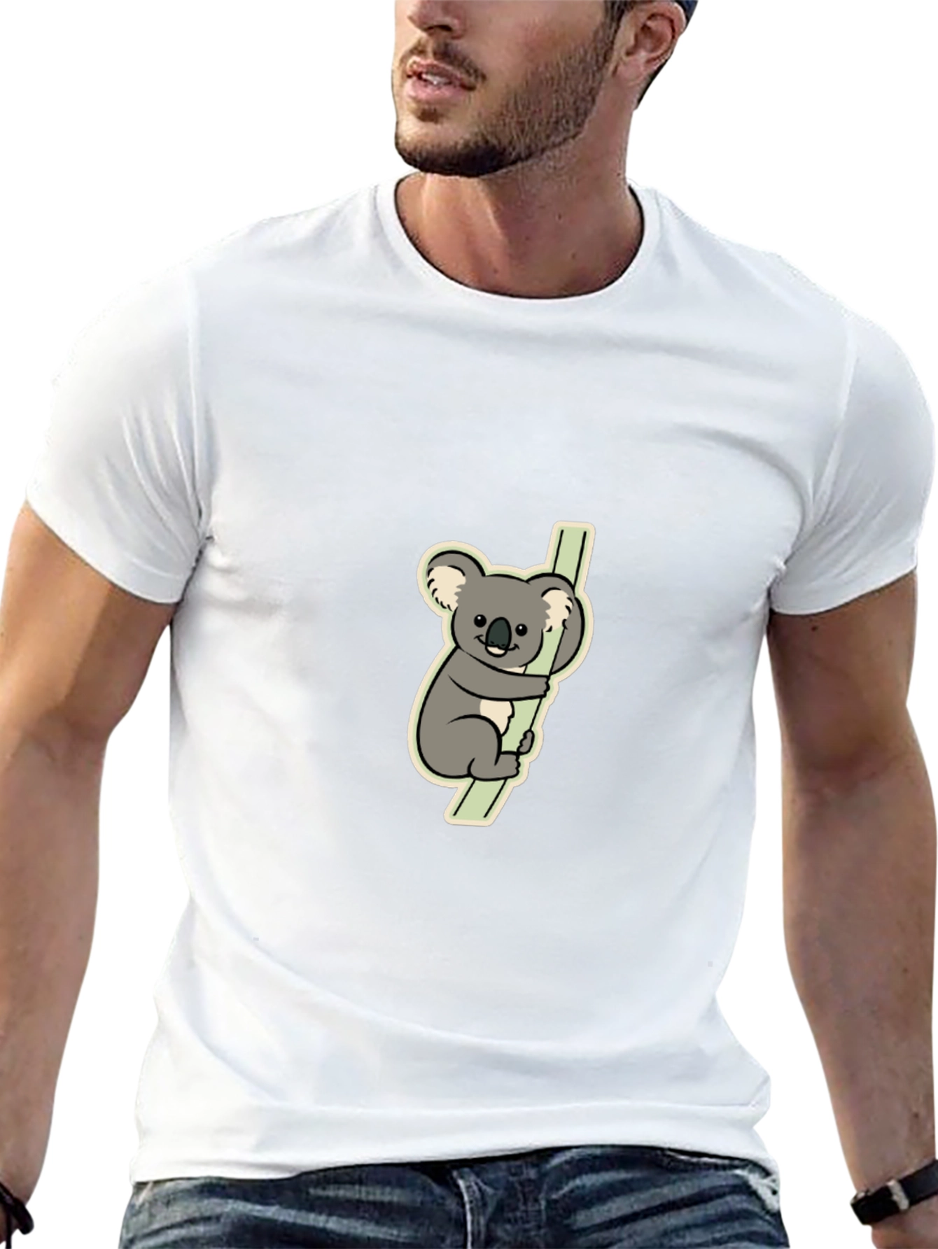 Koala Bear Graphic Tee - Black Cotton T-Shirt